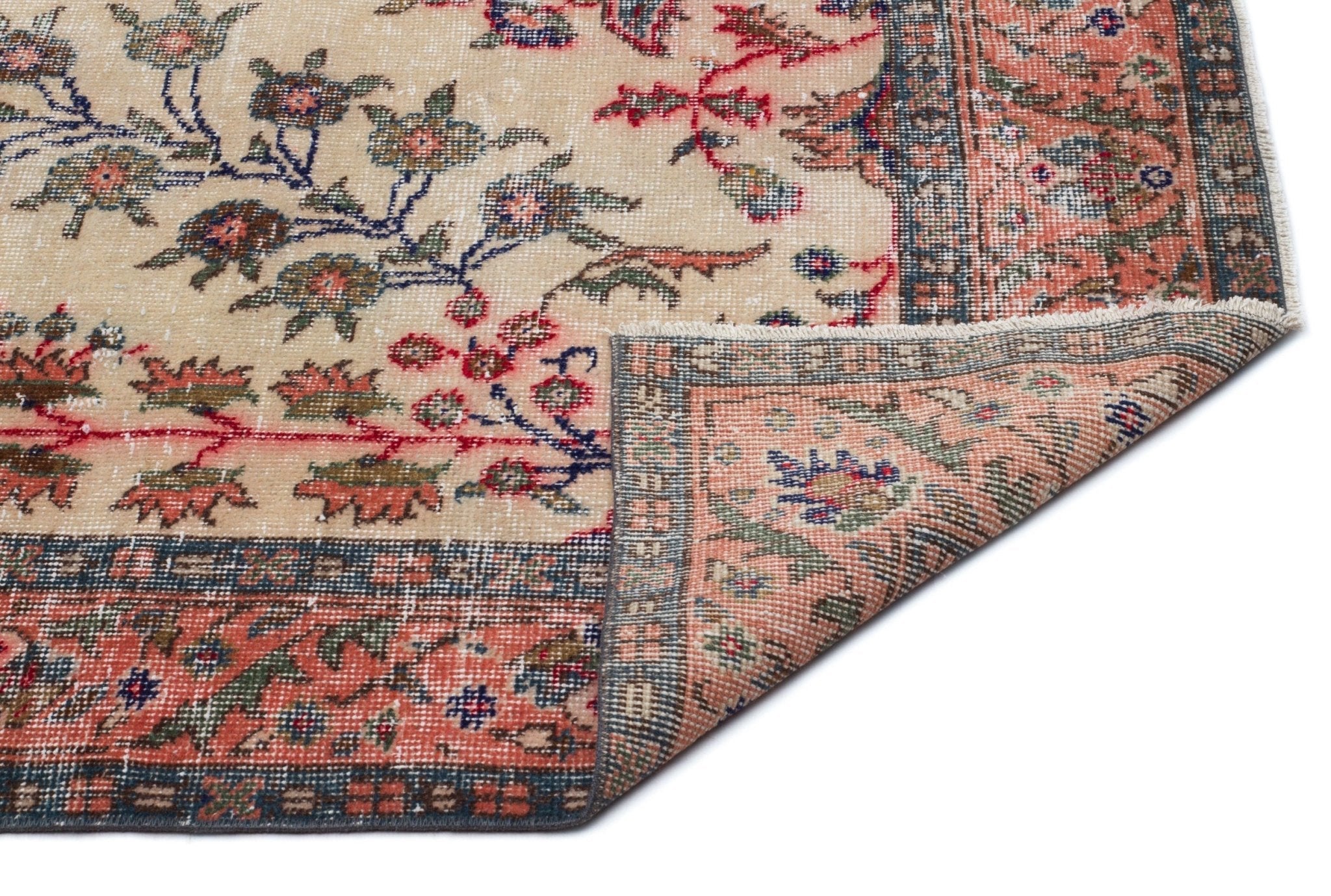 Atina 18790 Beige Vintage Wool Handmade Area Rug 6'0" x 8'0"