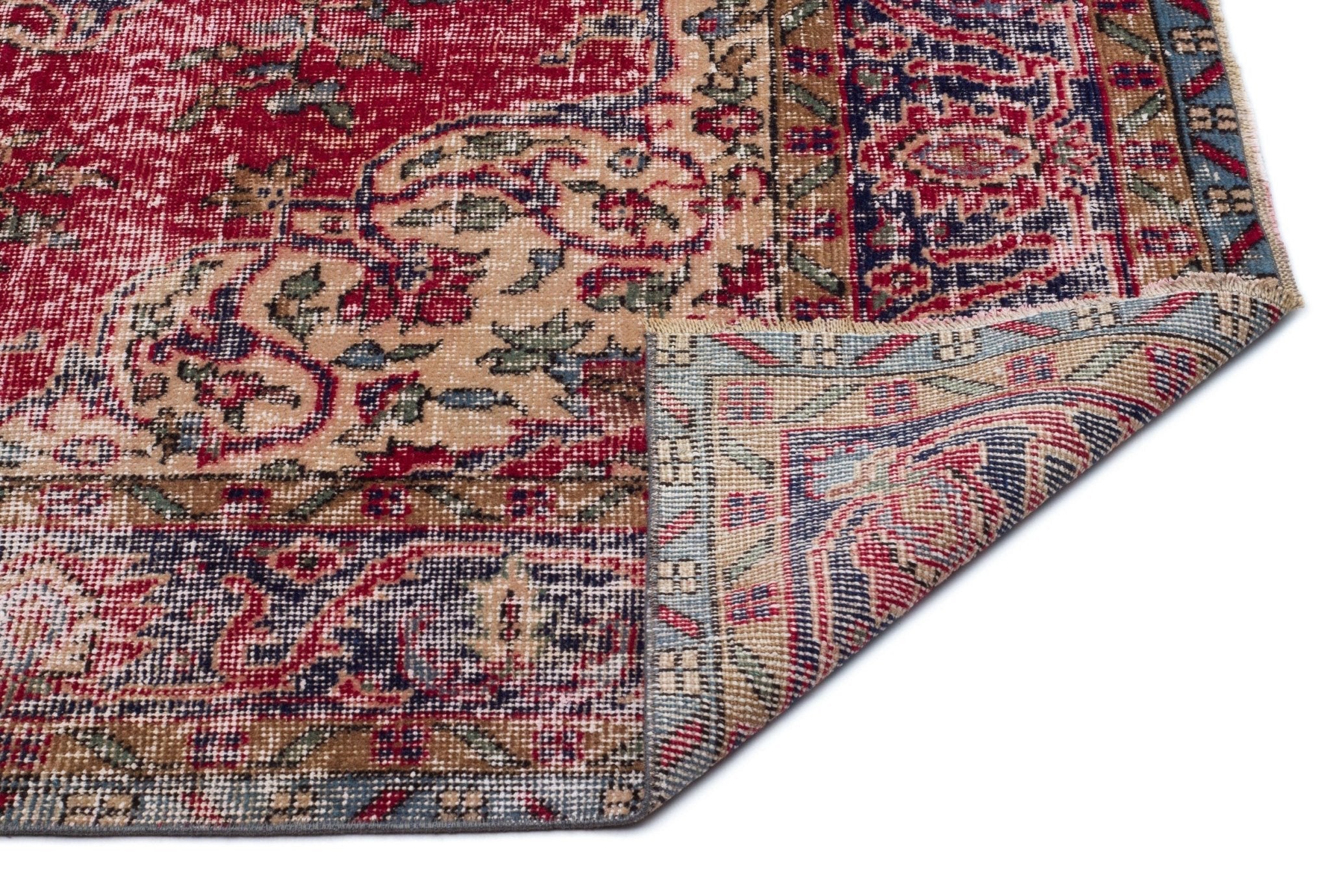 Atina 18814 Red Vintage Wool Handmade Area Rug 5'5" x 8'11"