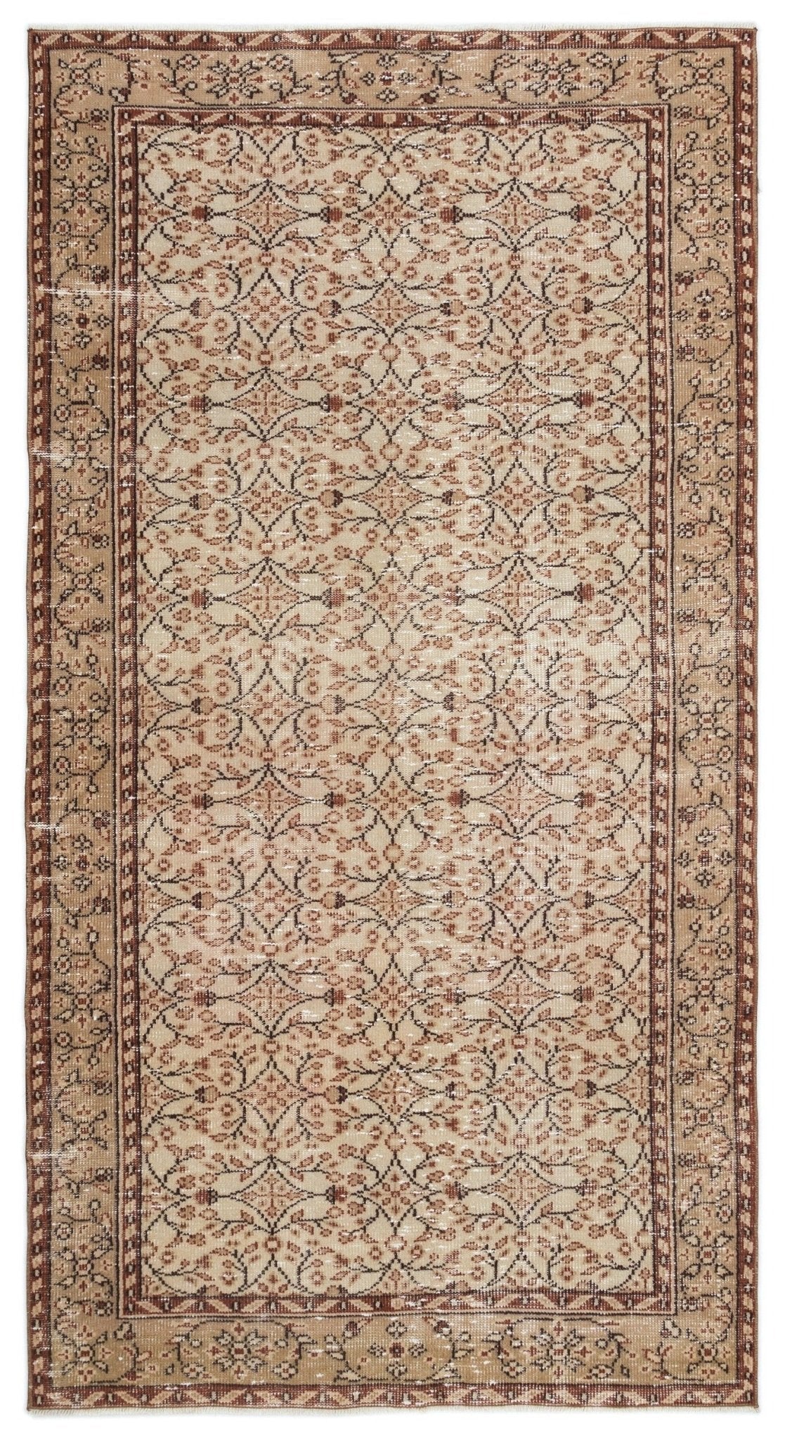 Atina 18878 Beige Vintage Wool Handmade Area Rug 4'10" x 8'8"