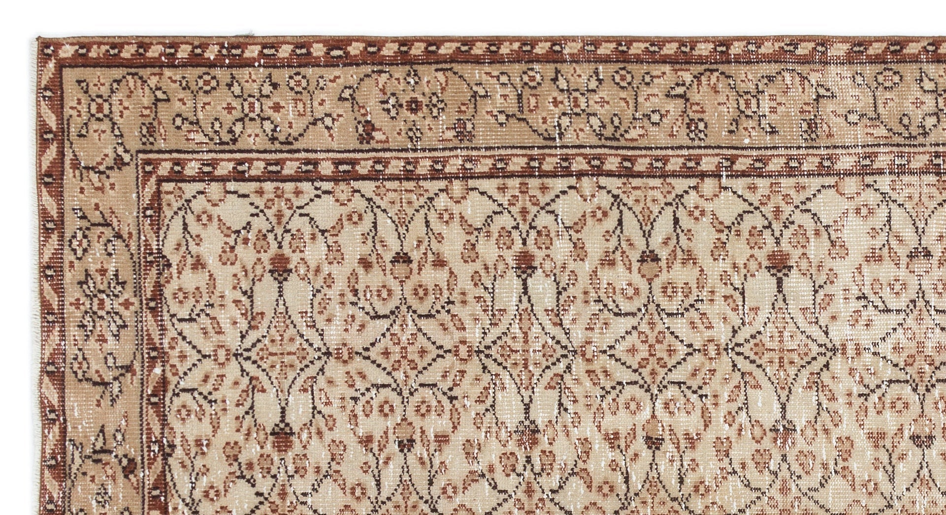 Atina 18878 Beige Vintage Wool Handmade Area Rug 4'10" x 8'8"