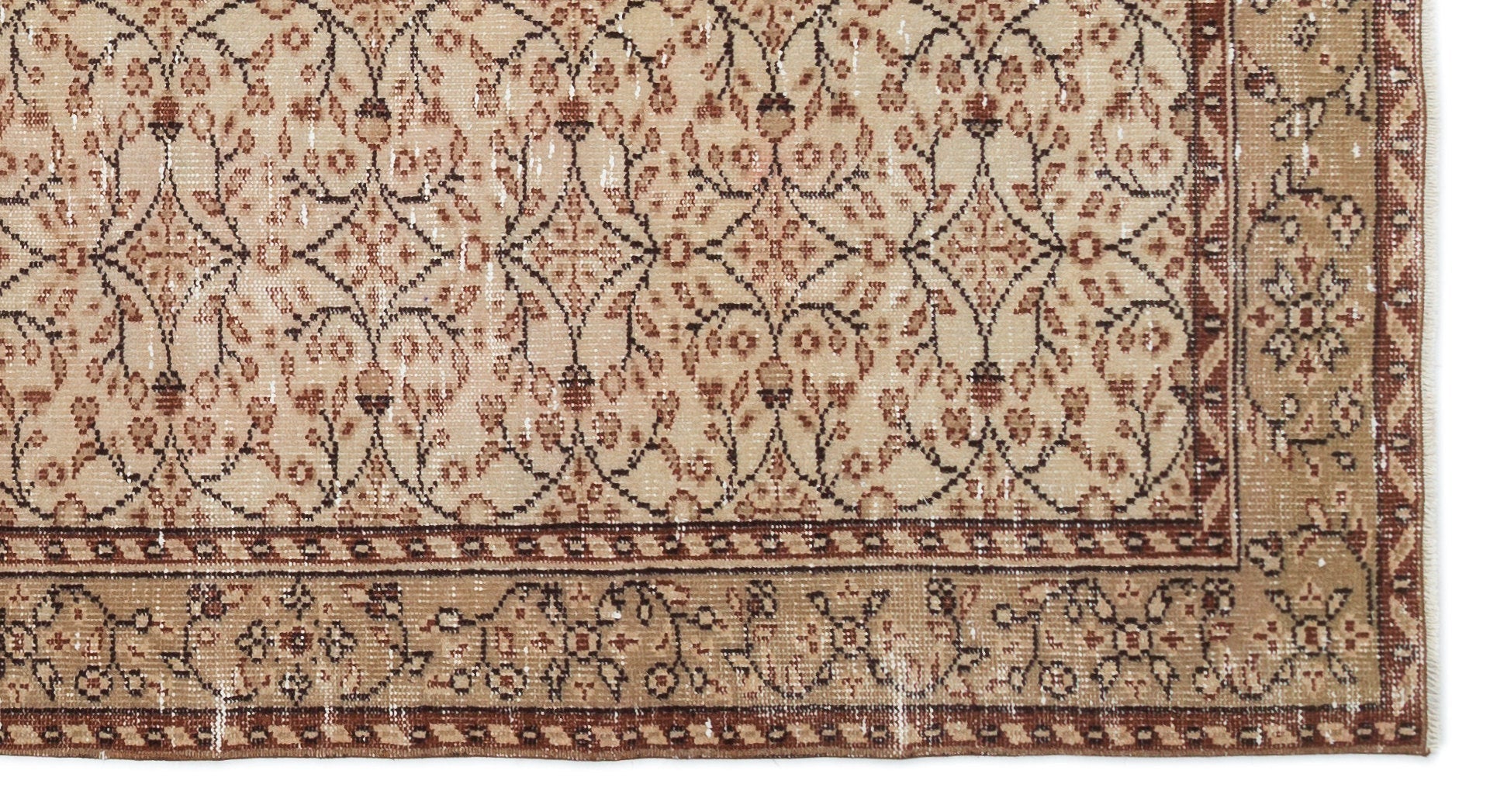 Atina 18878 Beige Vintage Wool Handmade Area Rug 4'10" x 8'8"