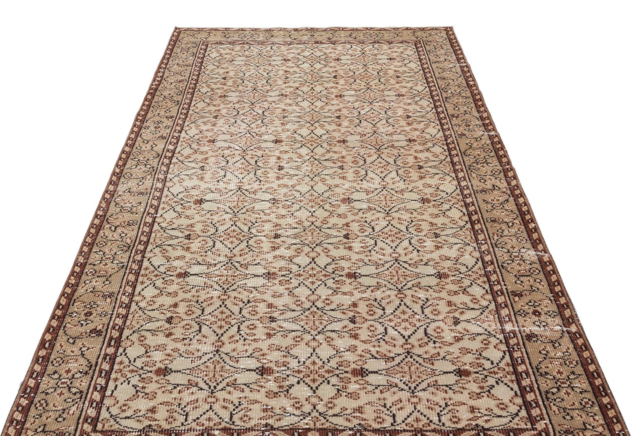 Atina 18878 Beige Vintage Wool Handmade Area Rug 4'10" x 8'8"