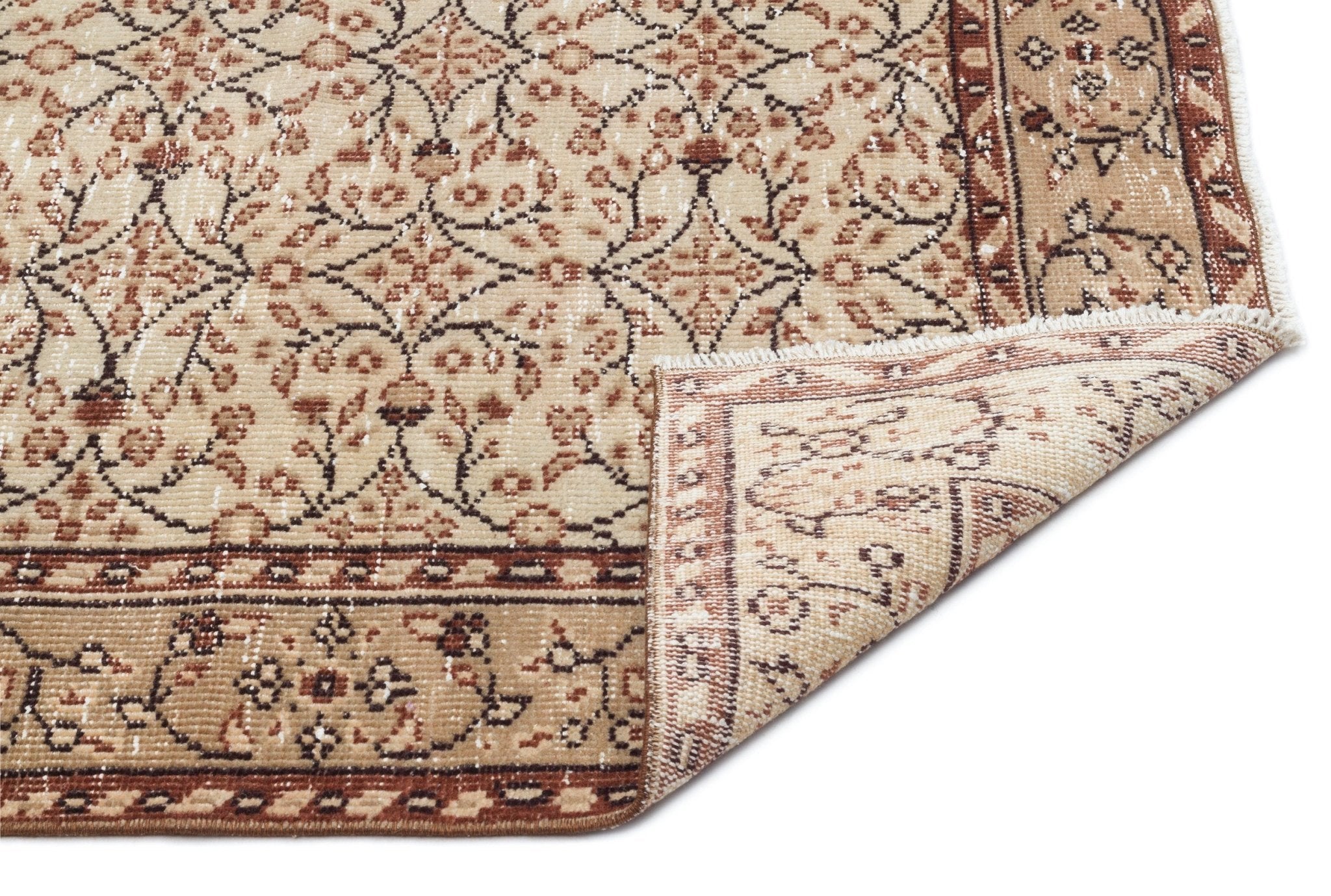 Atina 18878 Beige Vintage Wool Handmade Area Rug 4'10" x 8'8"