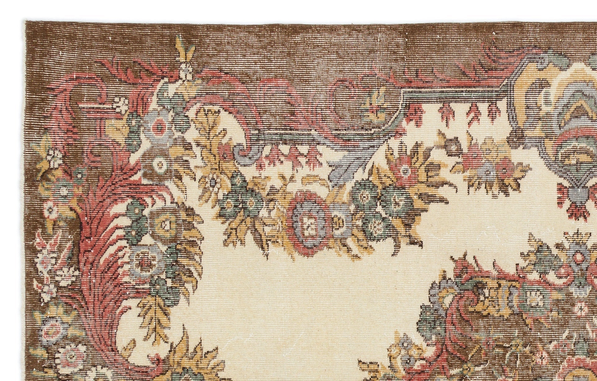 Atina 18901 Beige Vintage Wool Handmade Area Rug 5'8" x 8'10"