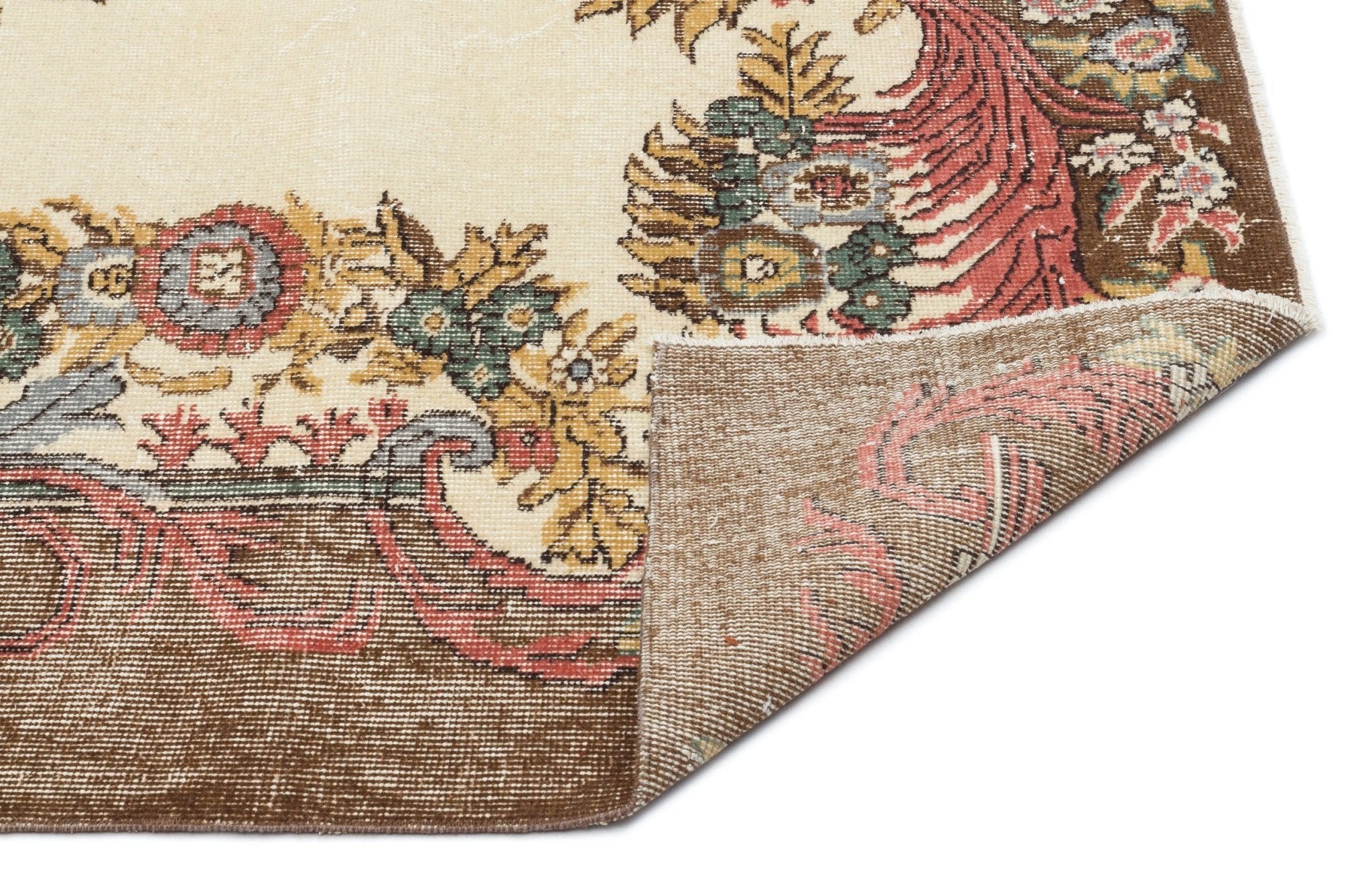 Atina 18901 Beige Vintage Wool Handmade Area Rug 5'8" x 8'10"