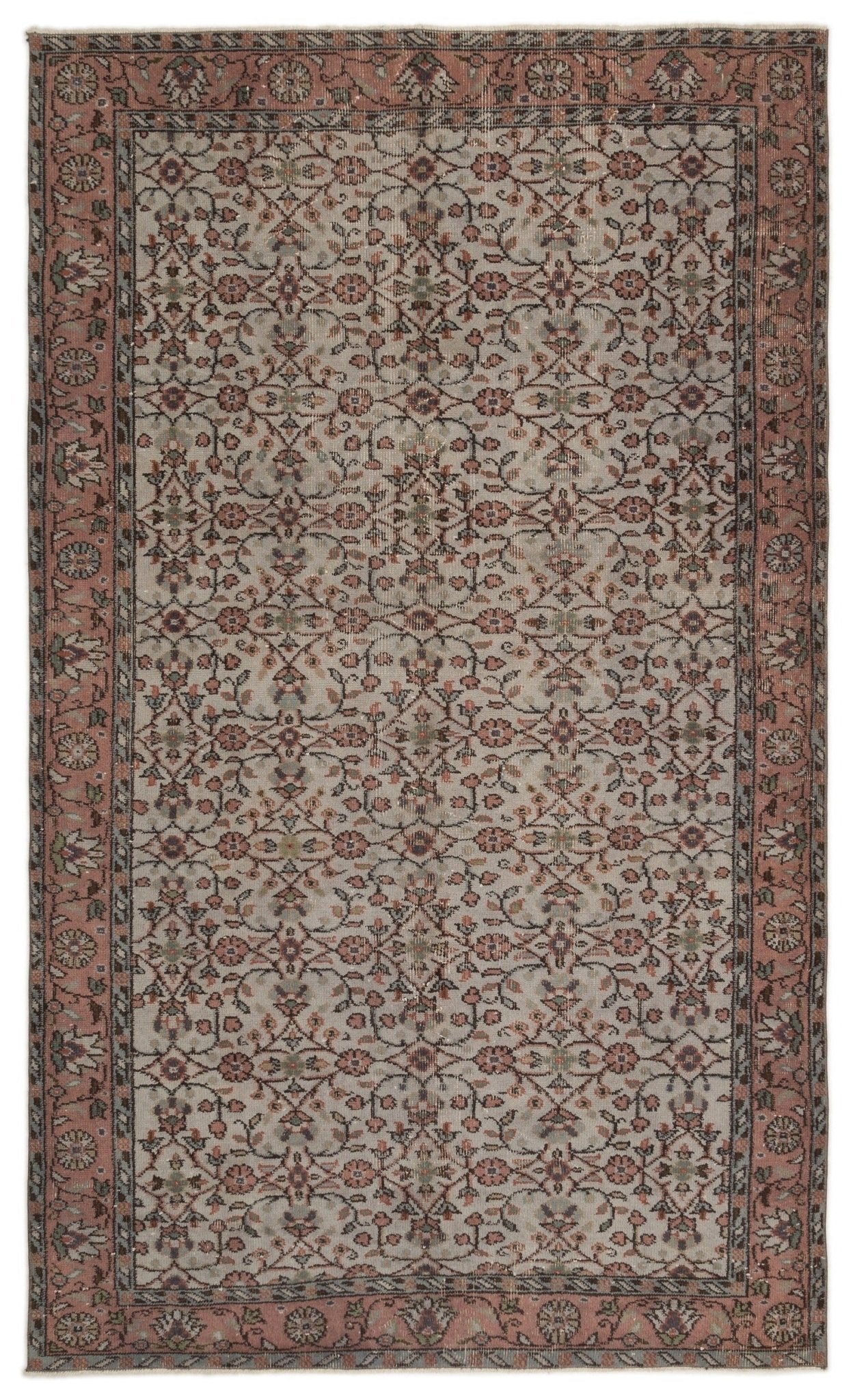 Atina 19022 Brown Vintage Wool Handmade Area Rug 5'2" x 8'6"
