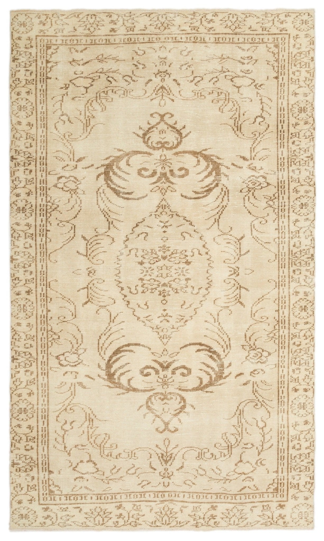 Atina 19038 Beige Vintage Wool Handmade Area Rug 5'4" x 9'1"