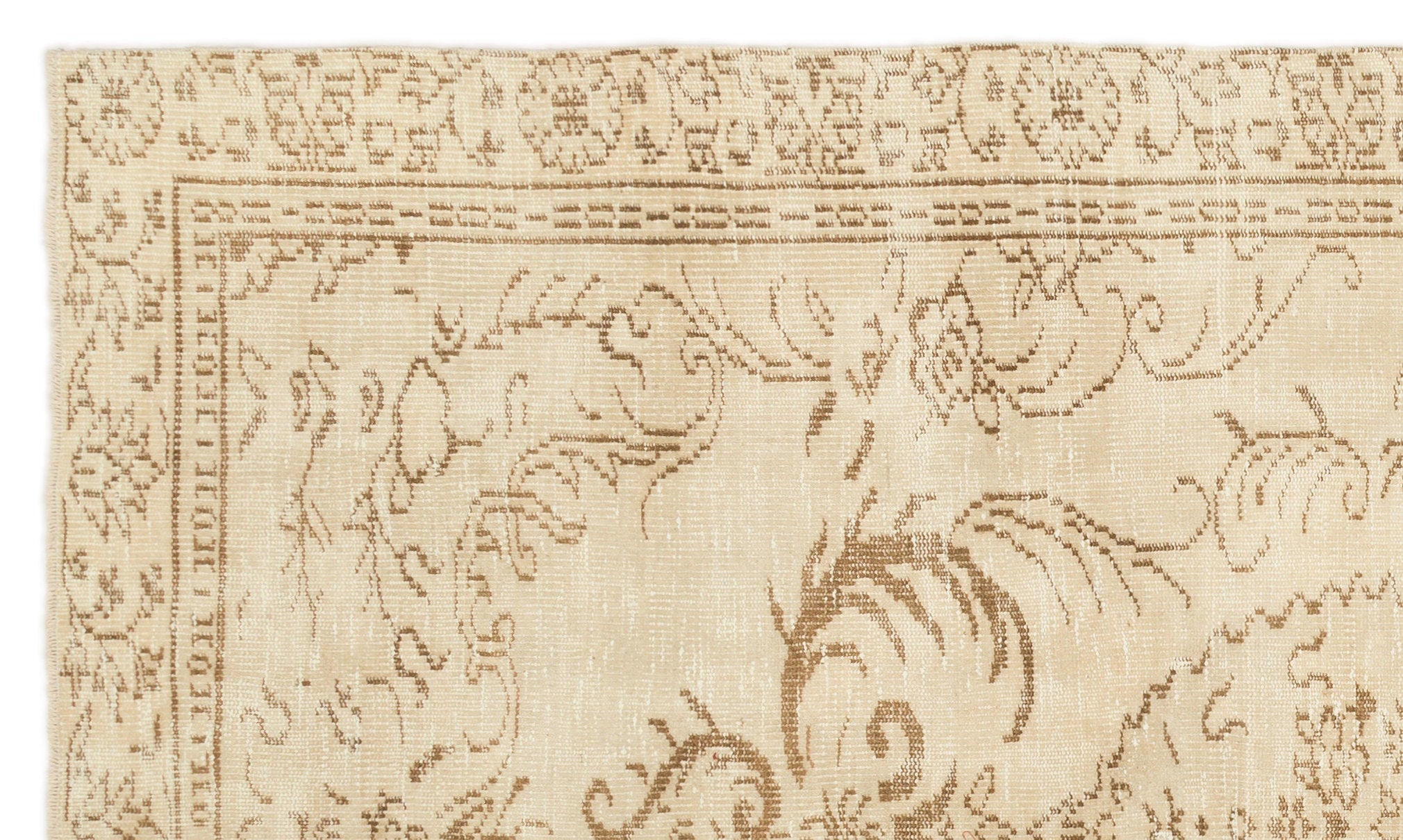 Atina 19038 Beige Vintage Wool Handmade Area Rug 5'4" x 9'1"