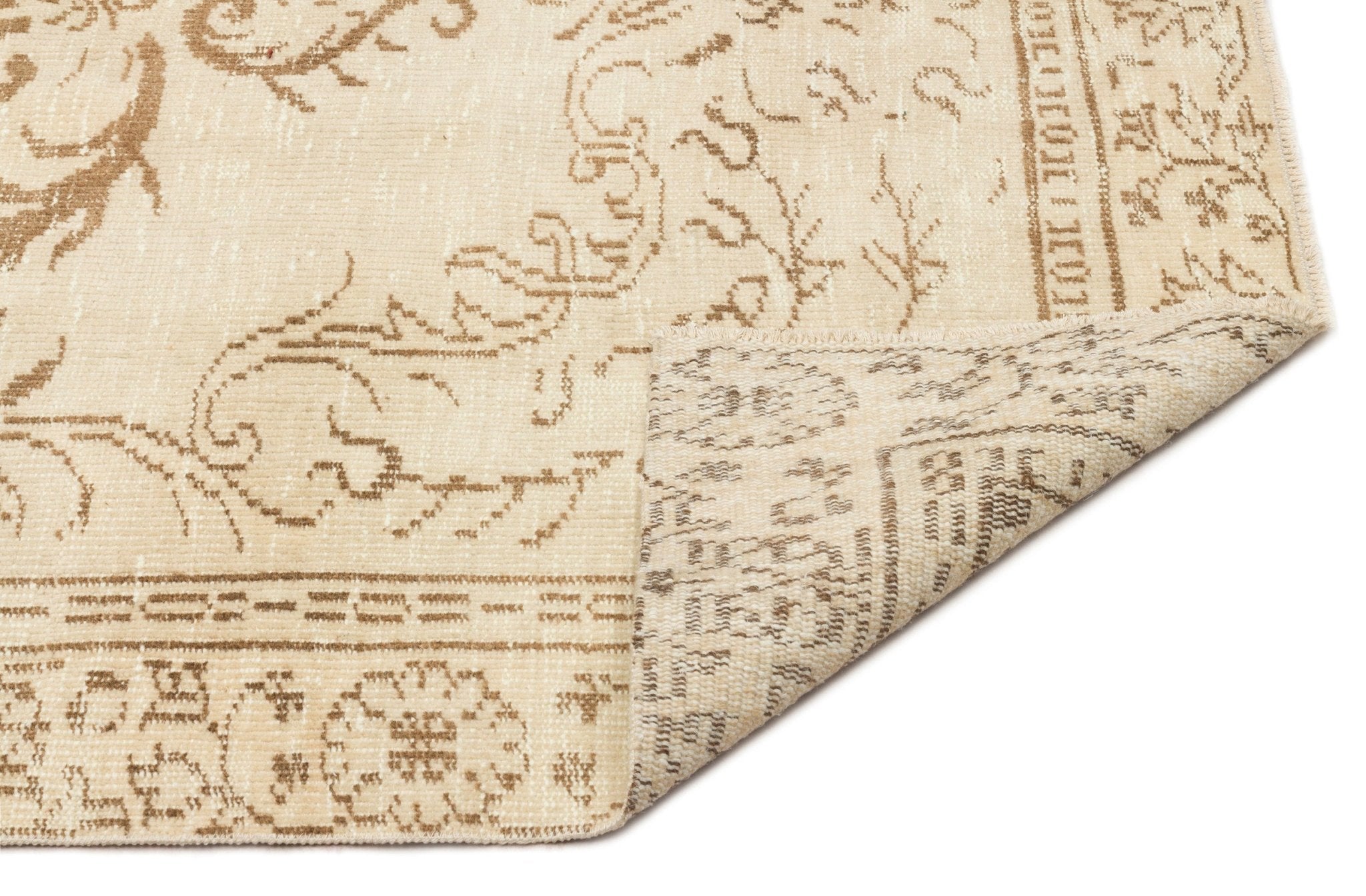 Atina 19038 Beige Vintage Wool Handmade Area Rug 5'4" x 9'1"