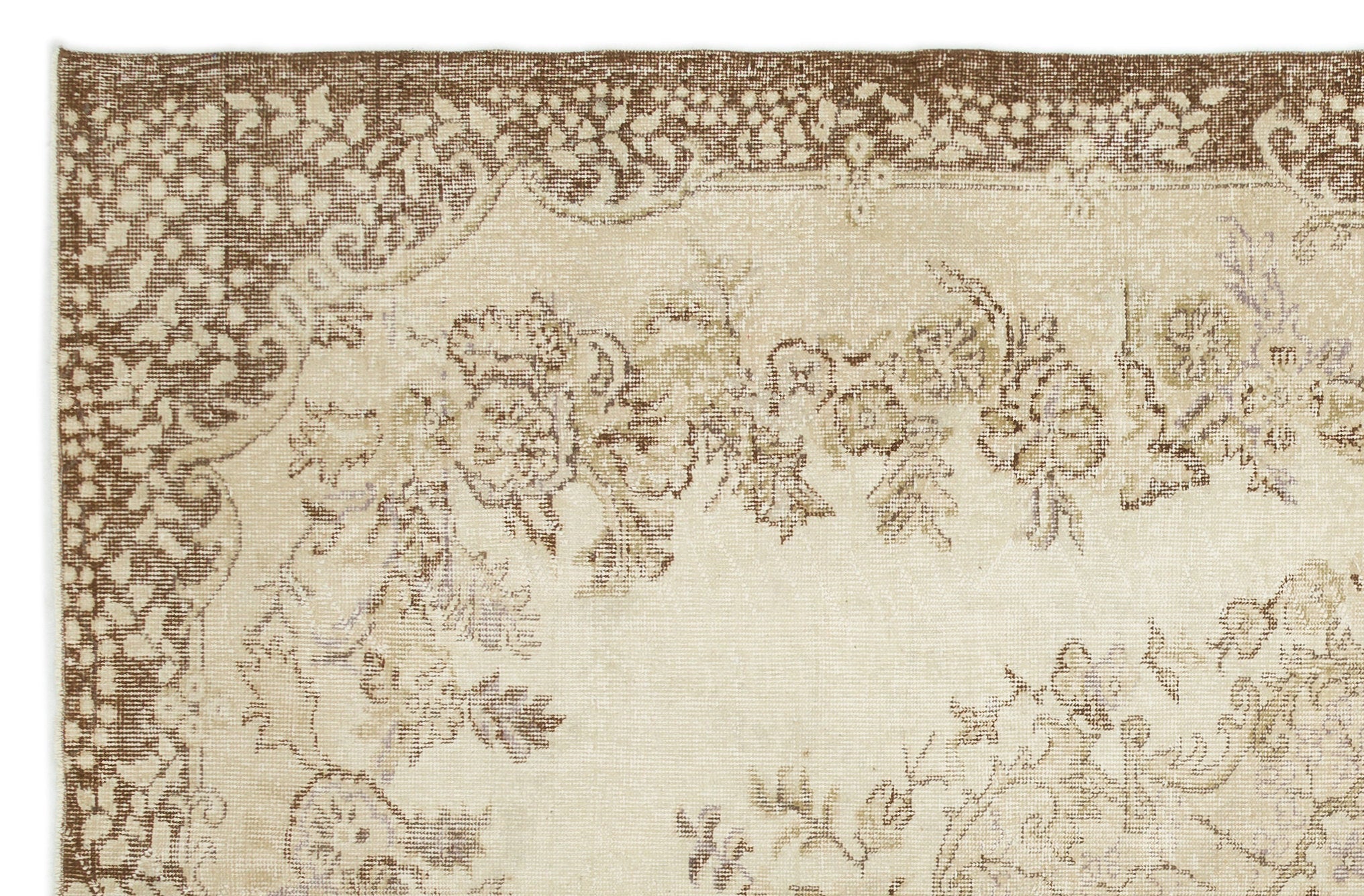 Atina 19121 Beige Vintage Wool Handmade Area Rug 6'1" x 9'3"