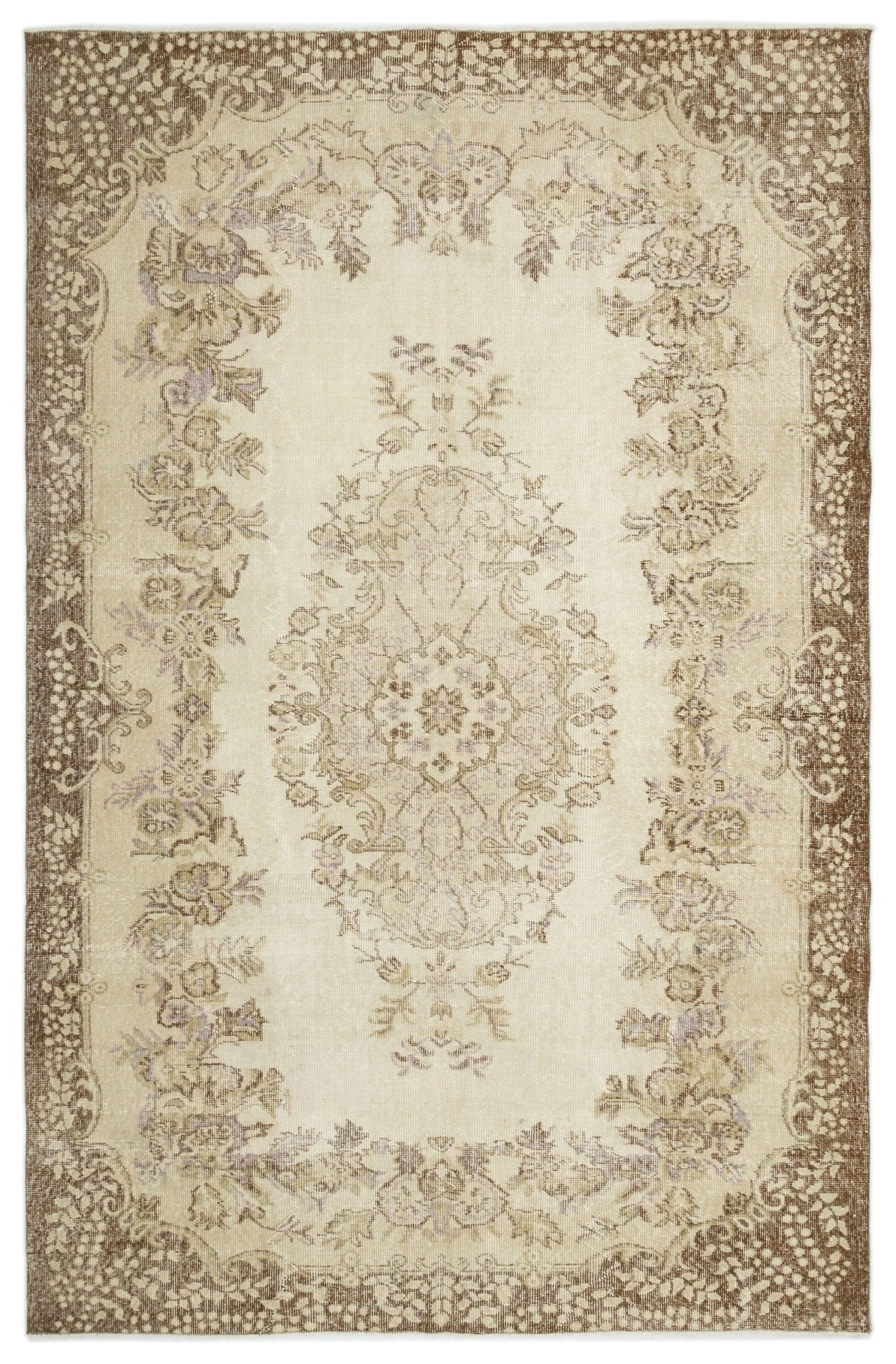 Atina 19121 Beige Vintage Wool Handmade Area Rug 6'1" x 9'3"