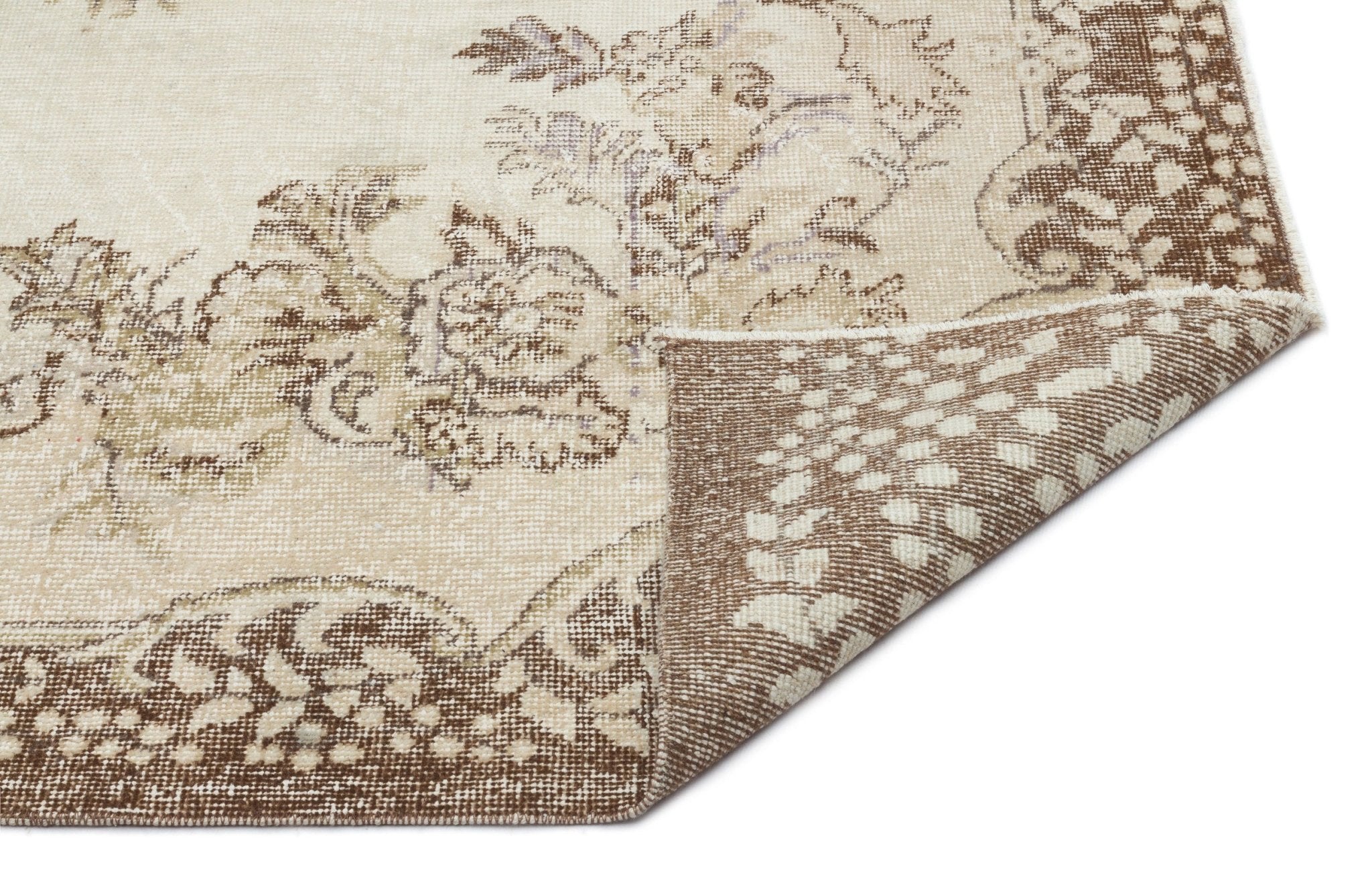 Atina 19121 Beige Vintage Wool Handmade Area Rug 6'1" x 9'3"