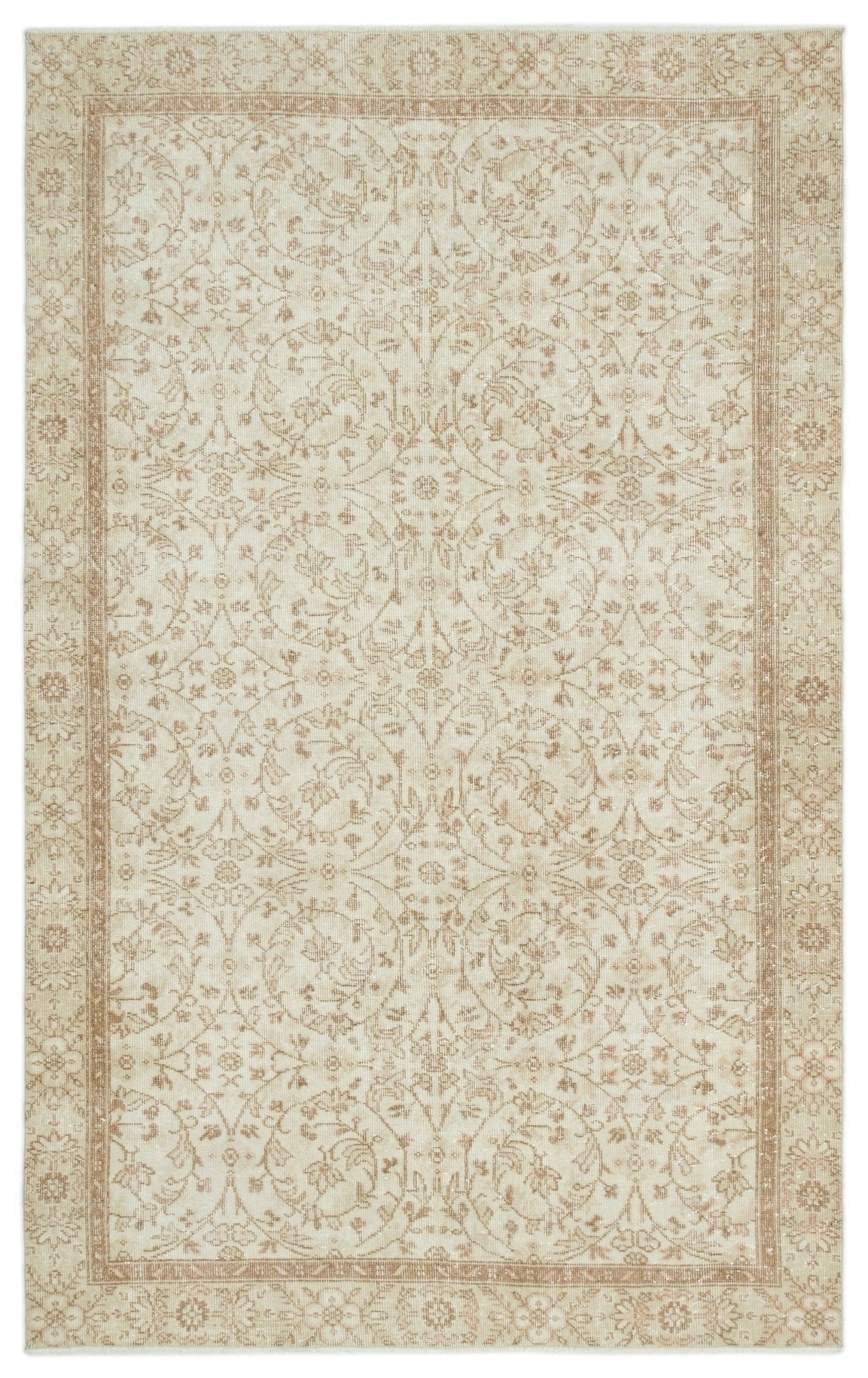 Atina 19137 Beige Vintage Wool Handmade Area Rug 5'7" x 9'3"