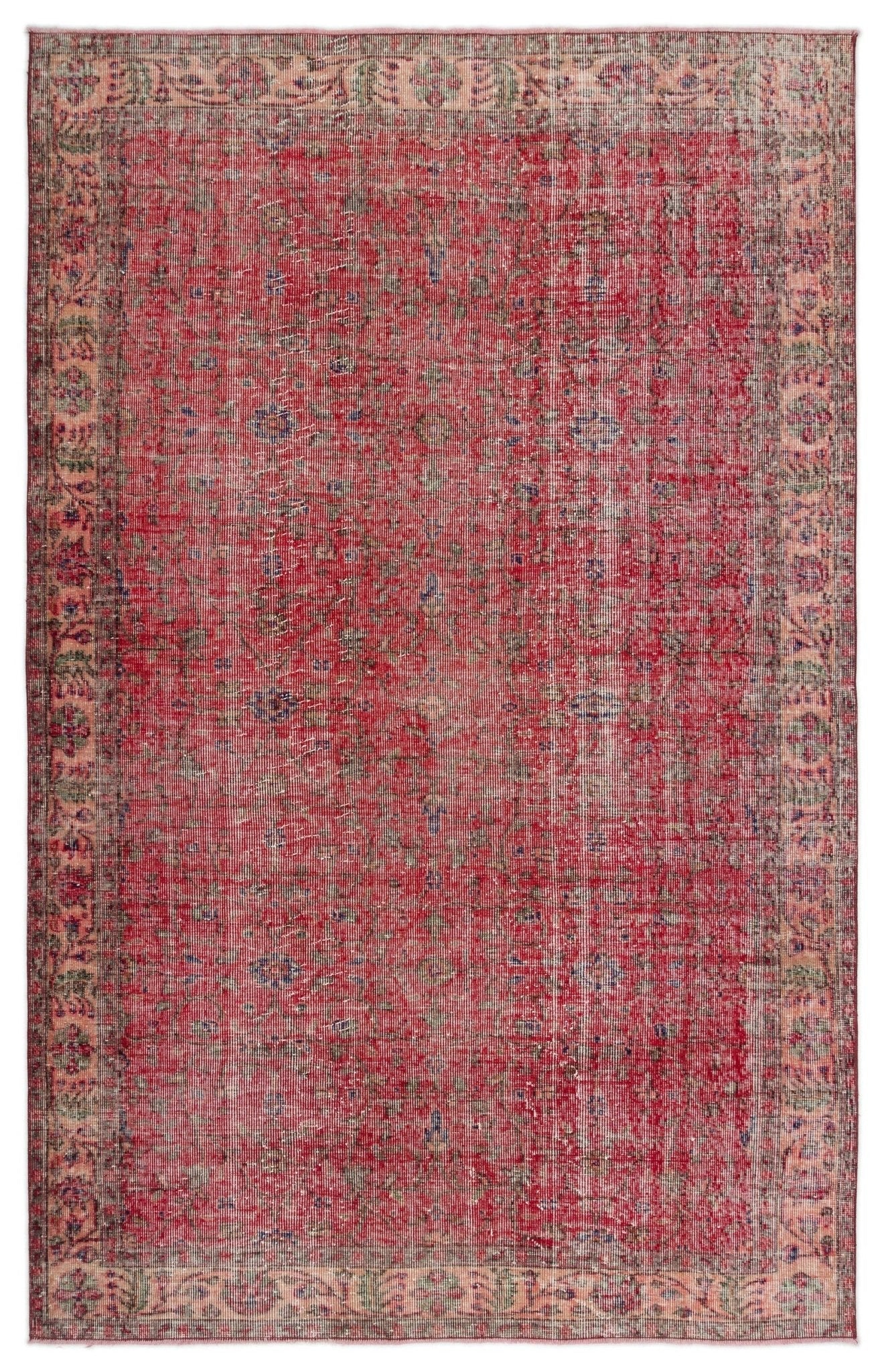 Atina 19253 Red Vintage Wool Handmade Area Rug 5'4" x 8'11"