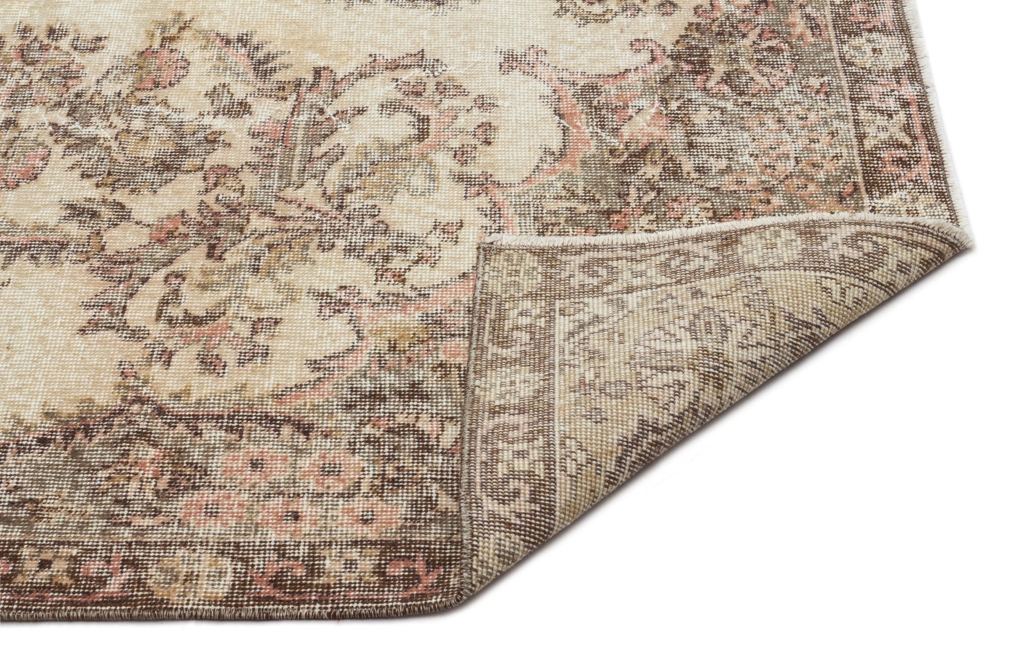 Atina 19258 Beige Vintage Wool Handmade Area Rug 6'5" x 9'10"