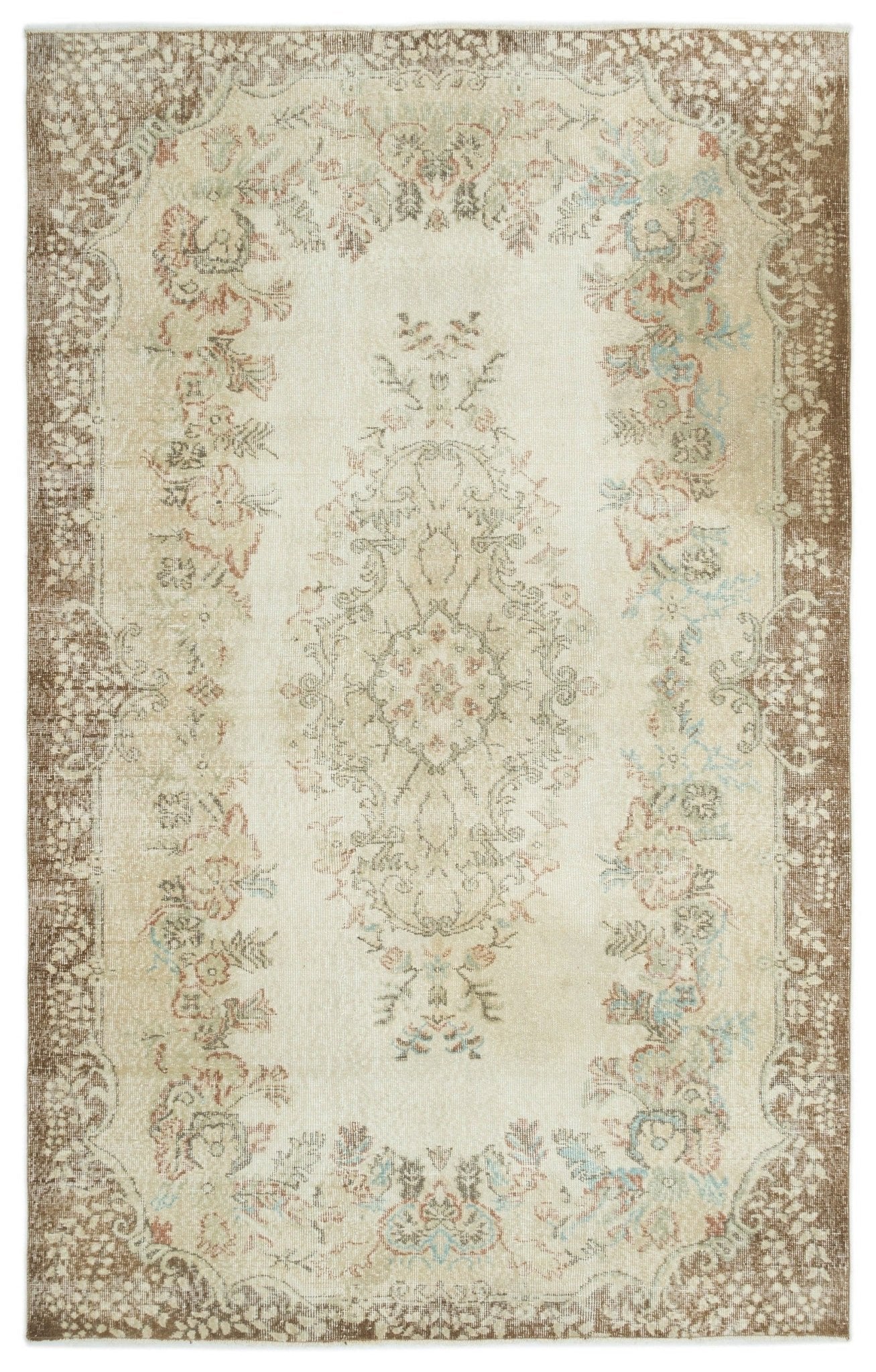Atina 19283 Beige Vintage Wool Handmade Area Rug 5'11" x 9'5"
