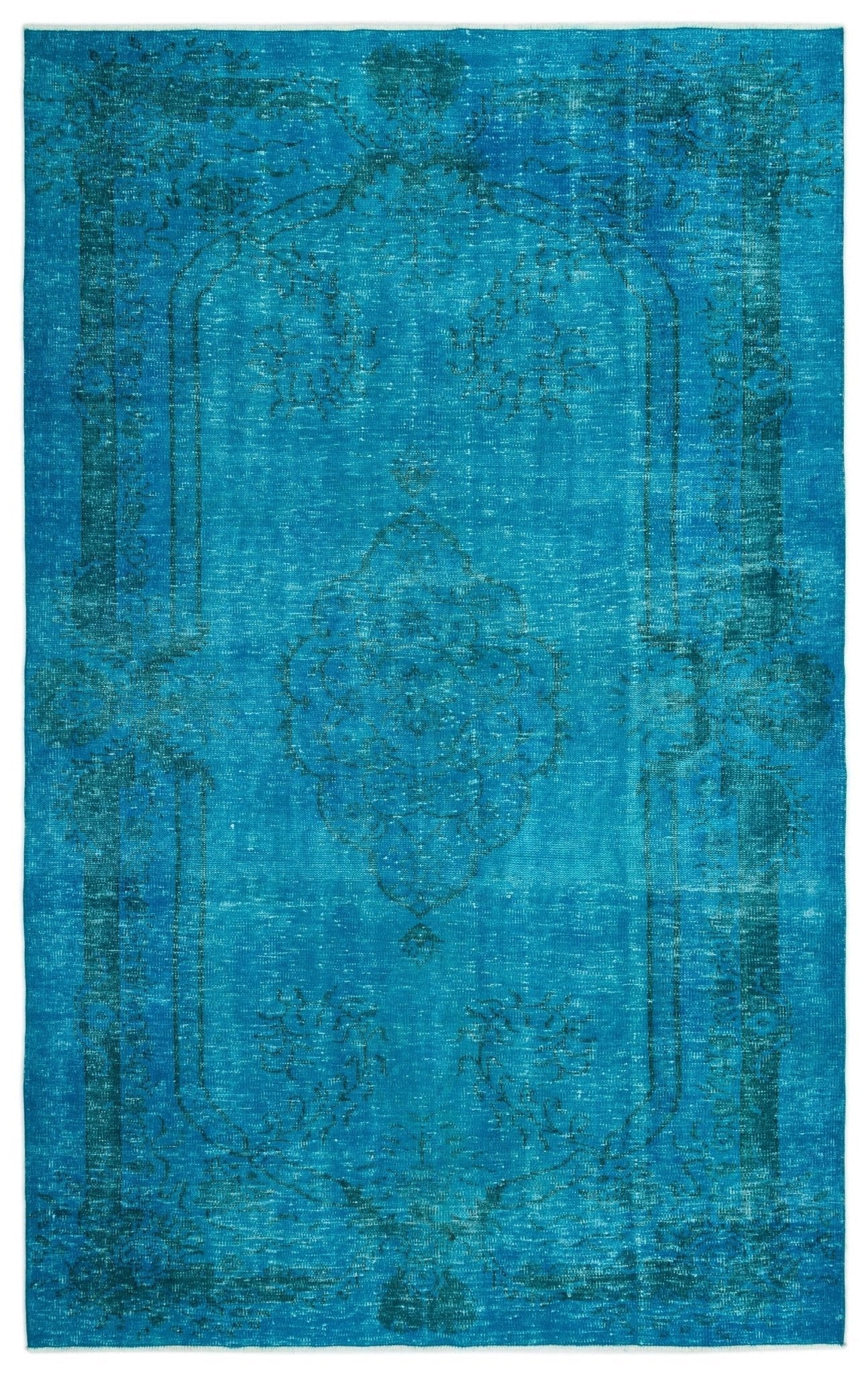 Atina 19412 Turquoise Vintage Wool Handmade Area Rug 6'0" x 9'11"