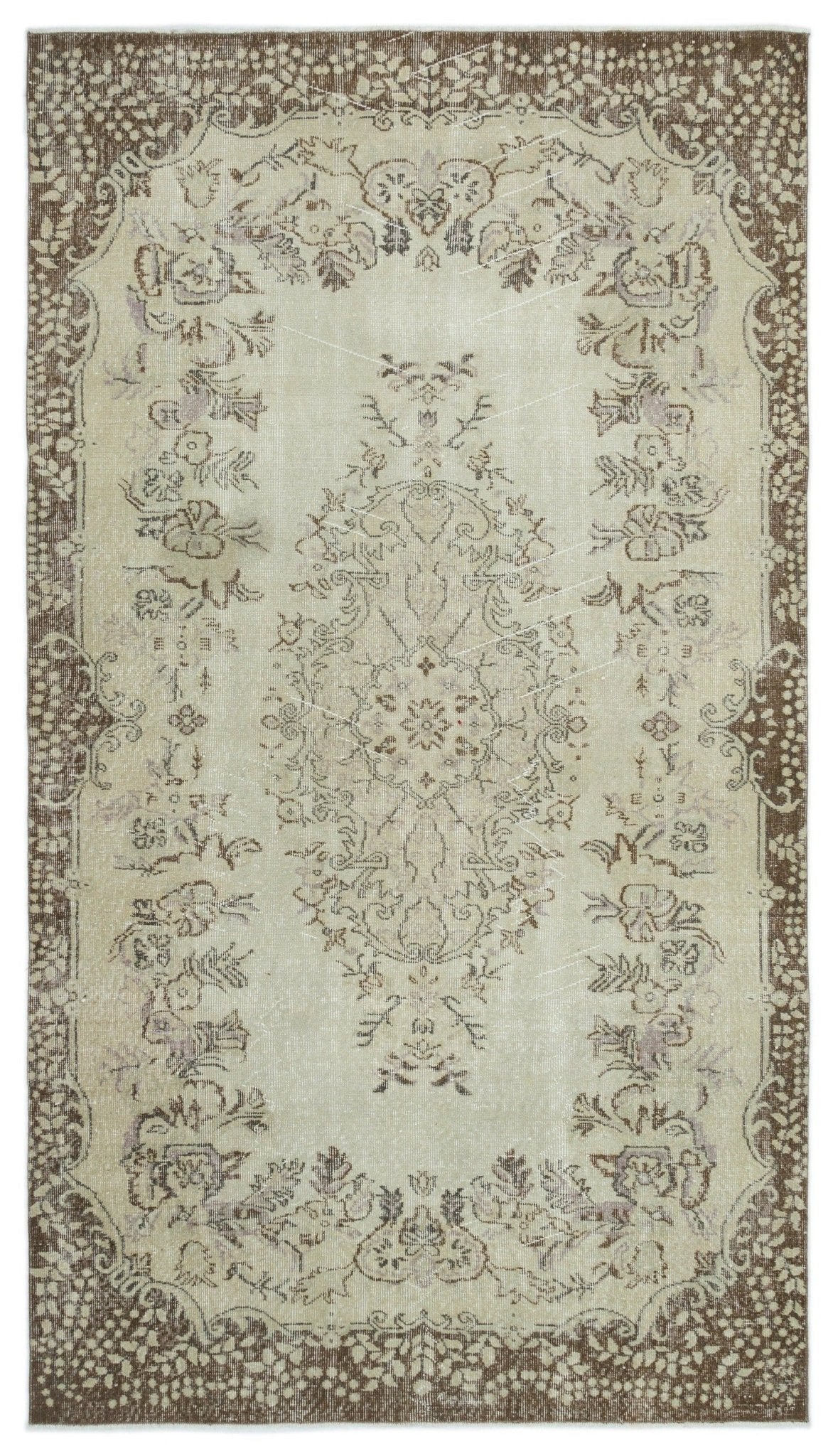 Atina 19559 Beige Vintage Wool Handmade Area Rug 5'5" x 9'7"