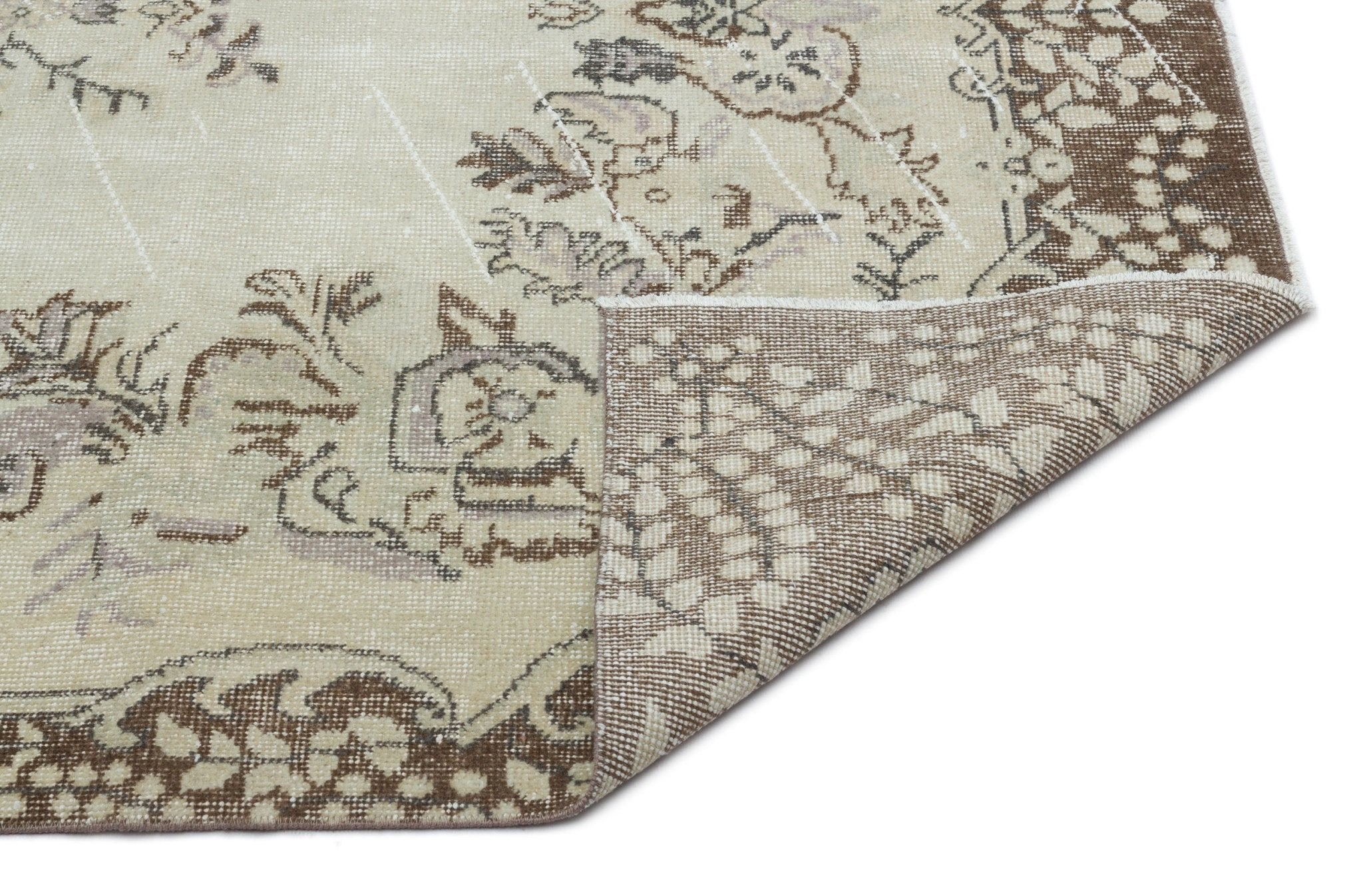 Atina 19559 Beige Vintage Wool Handmade Area Rug 5'5" x 9'7"