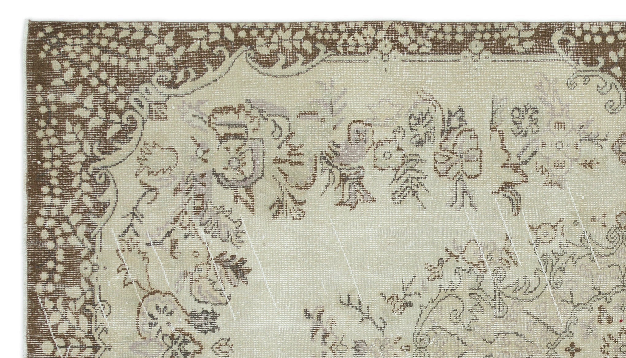 Atina 19559 Beige Vintage Wool Handmade Area Rug 5'5" x 9'7"