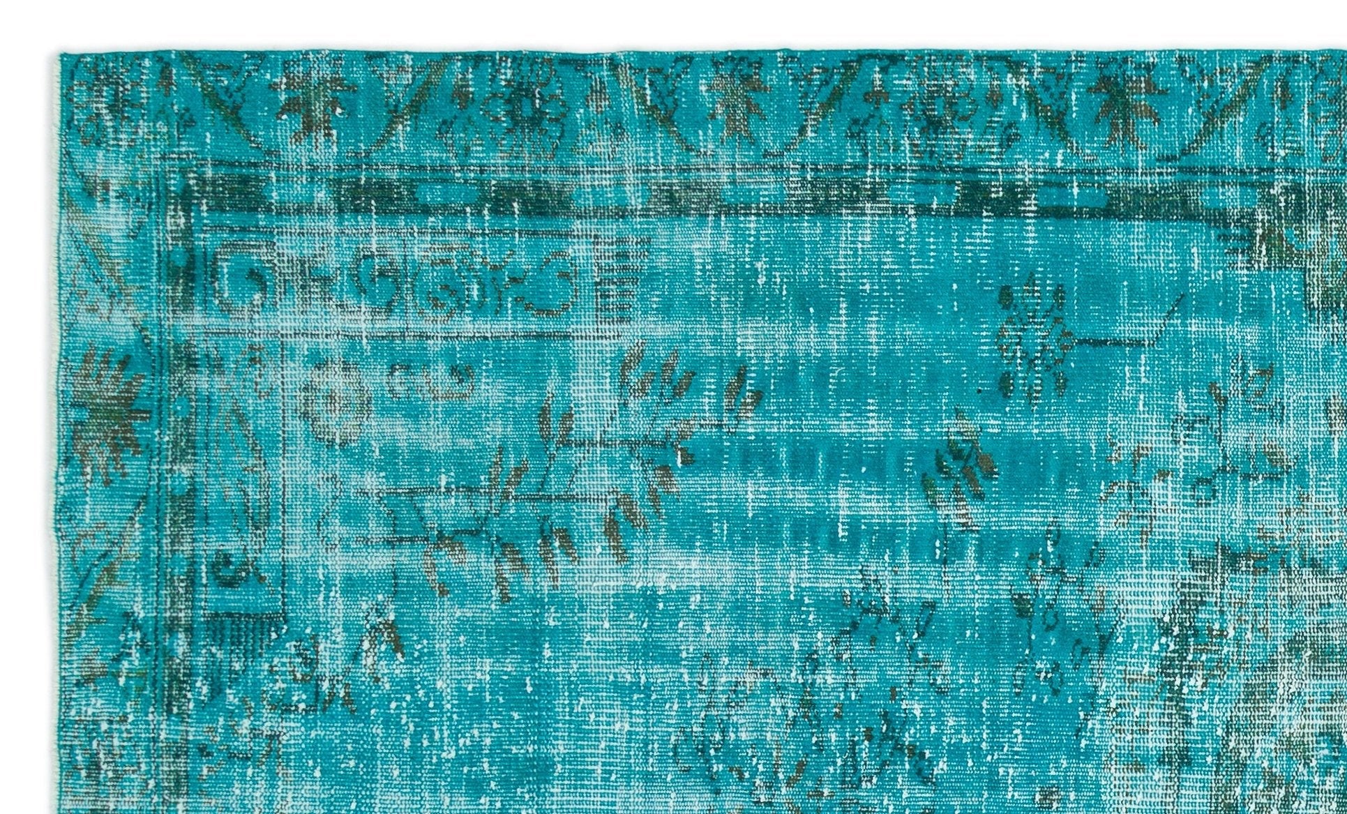 Atina 19563 Turquoise Vintage Wool Handmade Area Rug 5'5" x 8'11"