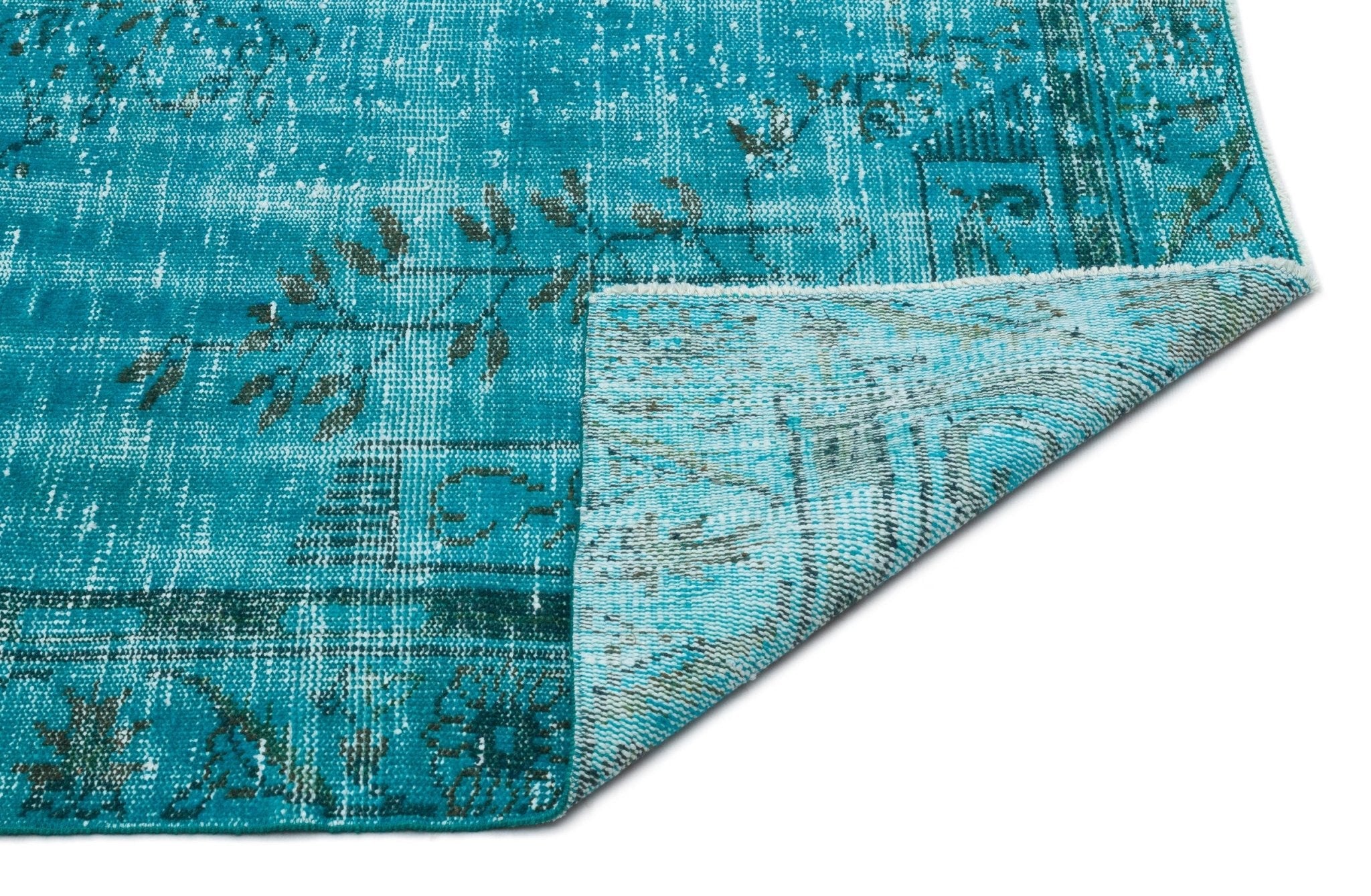 Atina 19563 Turquoise Vintage Wool Handmade Area Rug 5'5" x 8'11"