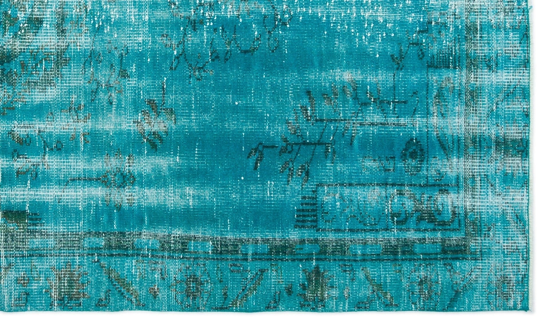 Atina 19563 Turquoise Vintage Wool Handmade Area Rug 5'5" x 8'11"