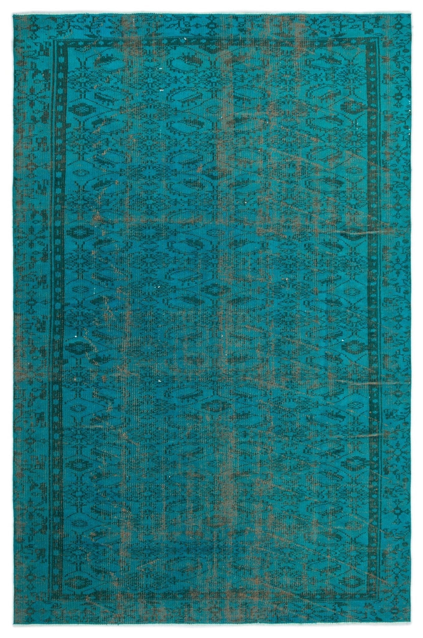 Atina 19565 Turquoise Vintage Wool Handmade Area Rug 5'10" x 8'10"