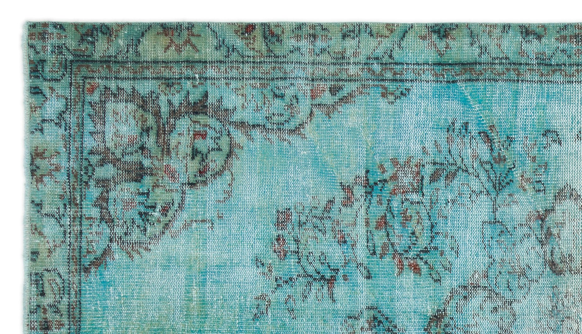 Atina 19692 Turquoise Vintage Wool Handmade Area Rug 4'11" x 8'5"