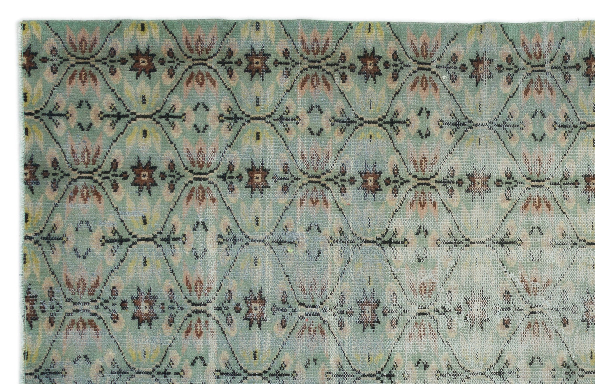 Atina 19737 Green Vintage Wool Handmade Area Rug 5'9" x 9'11"