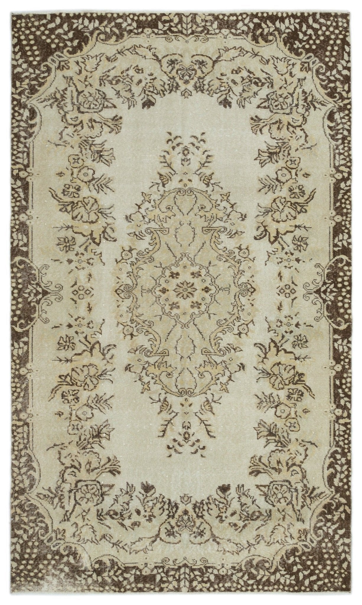 Atina 19955 Beige Vintage Wool Handmade Area Rug 5'6" x 9'4"
