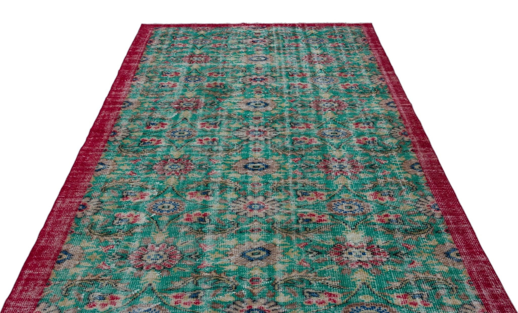 Atina 22677 Green Vintage Wool Handmade Area Rug 6'2" x 9'5"