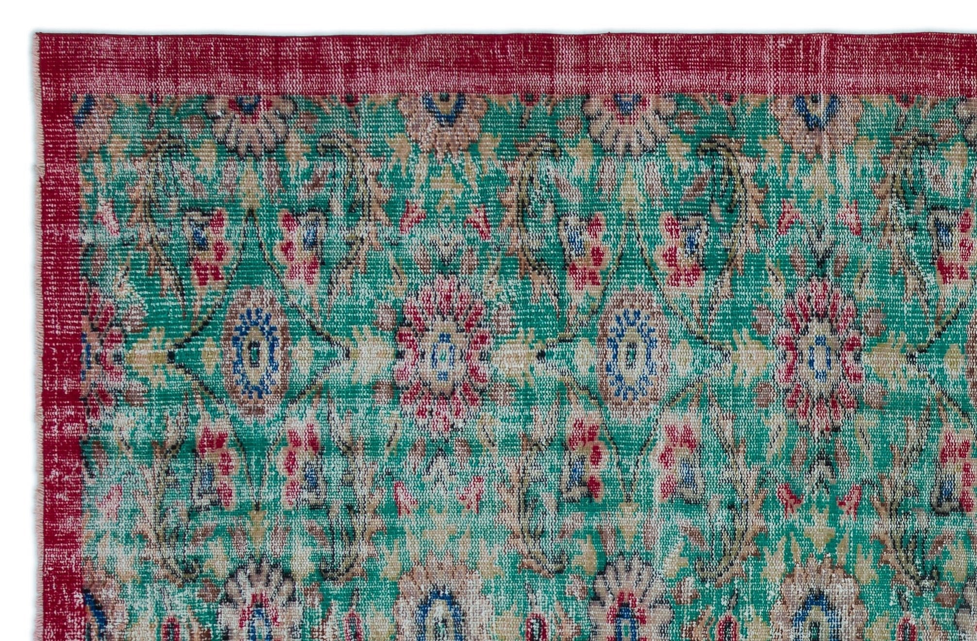 Atina 22677 Green Vintage Wool Handmade Area Rug 6'2" x 9'5"
