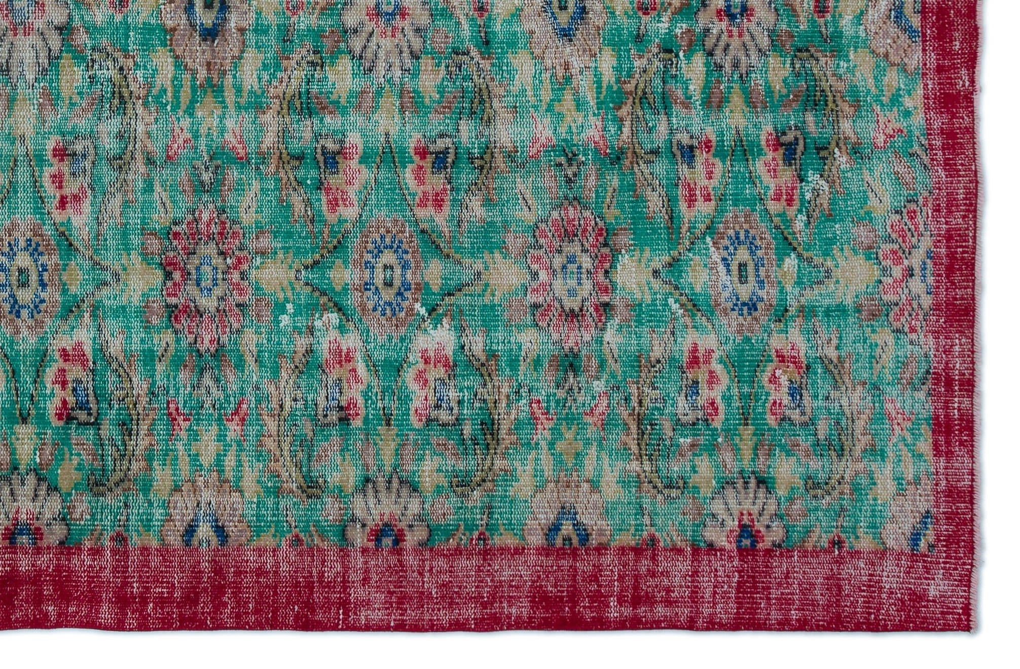 Atina 22677 Green Vintage Wool Handmade Area Rug 6'2" x 9'5"