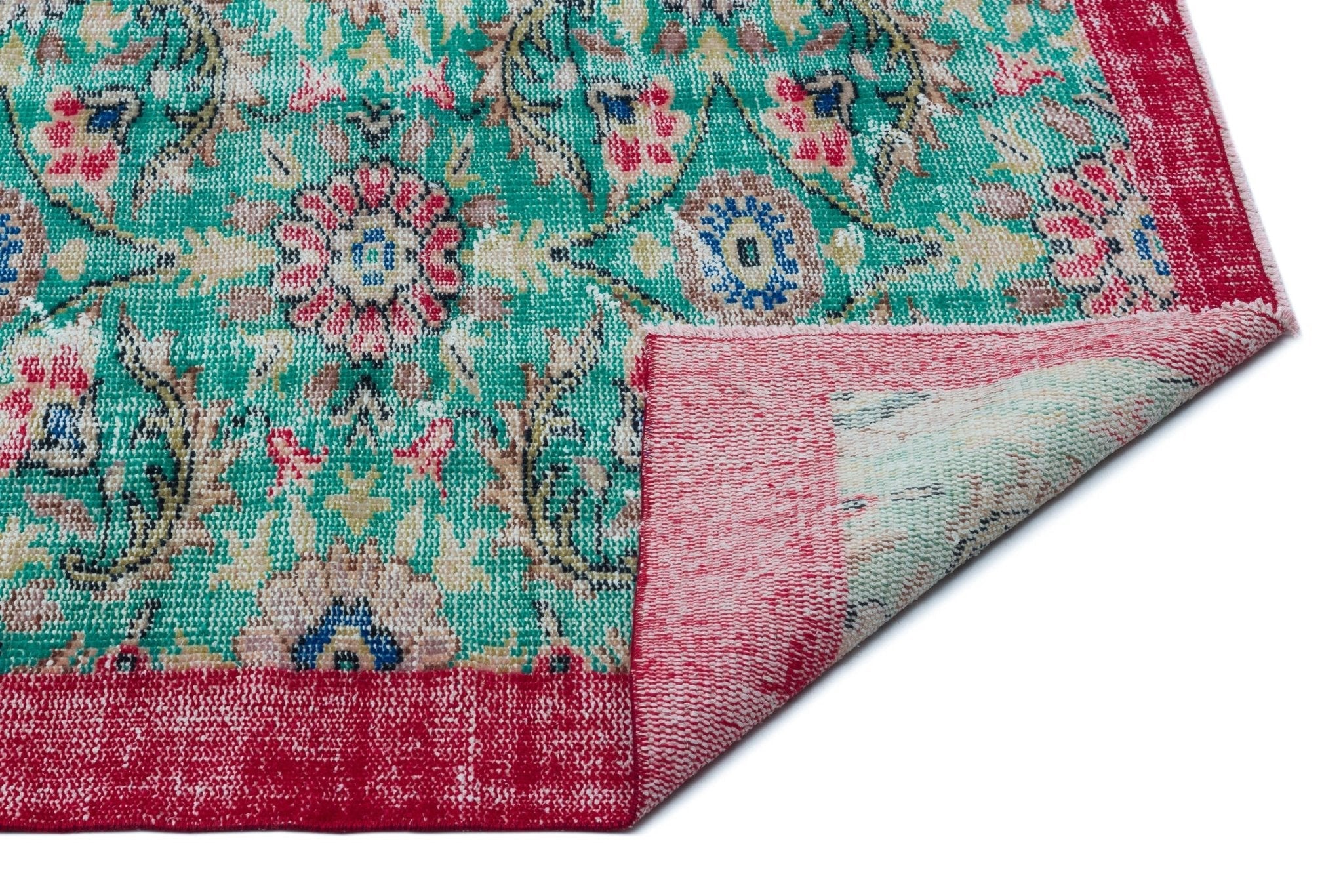 Atina 22677 Green Vintage Wool Handmade Area Rug 6'2" x 9'5"