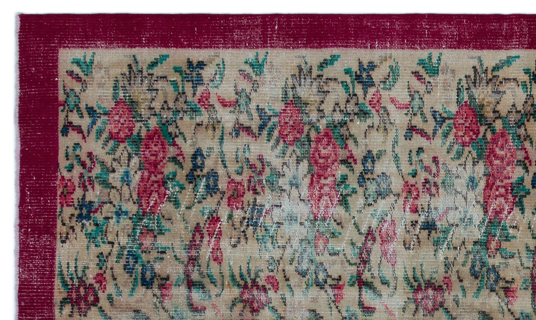 Atina 23213 Cream Vintage Wool Handmade Area Rug 4'11" x 8'6"