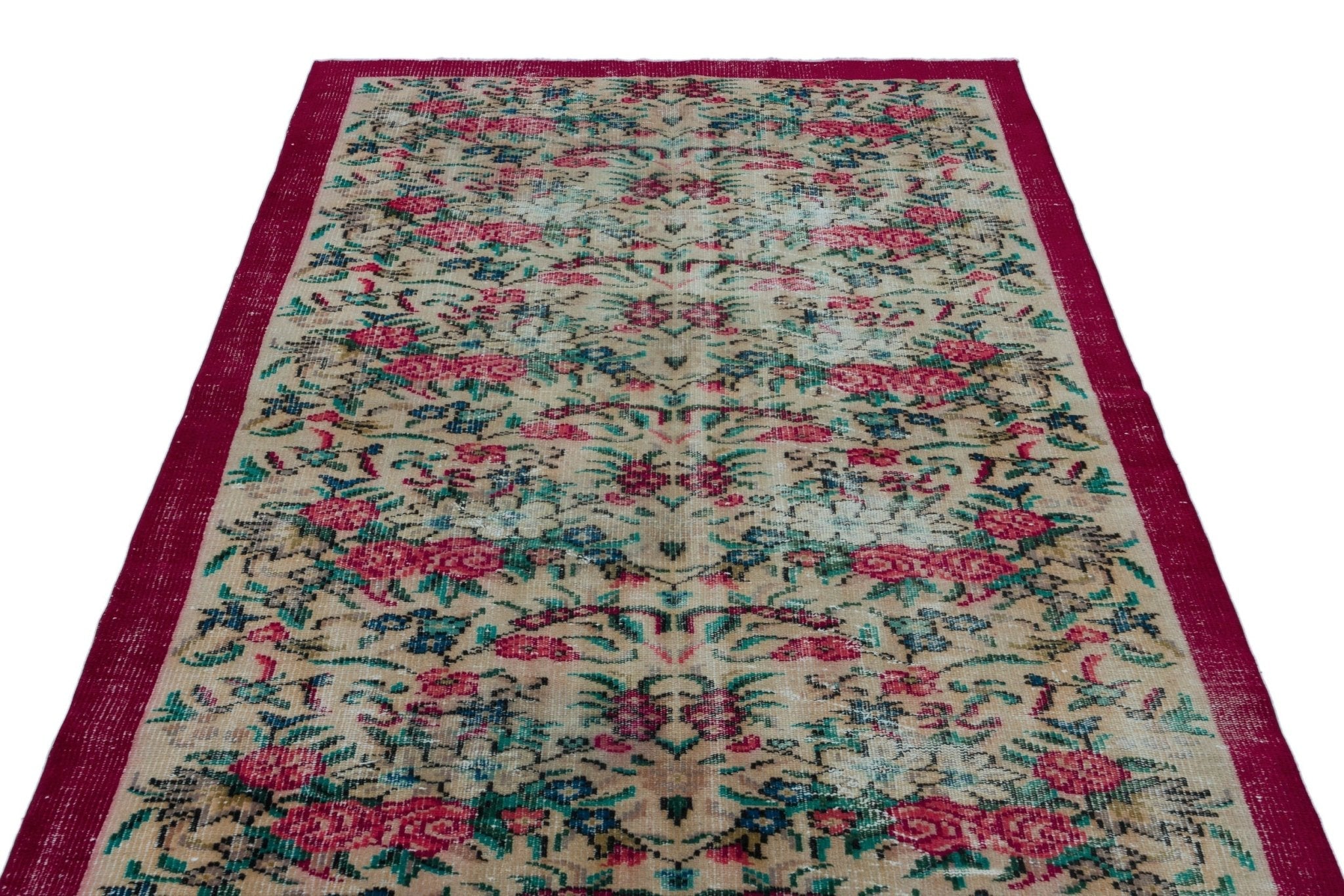 Atina 23213 Cream Vintage Wool Handmade Area Rug 4'11" x 8'6"