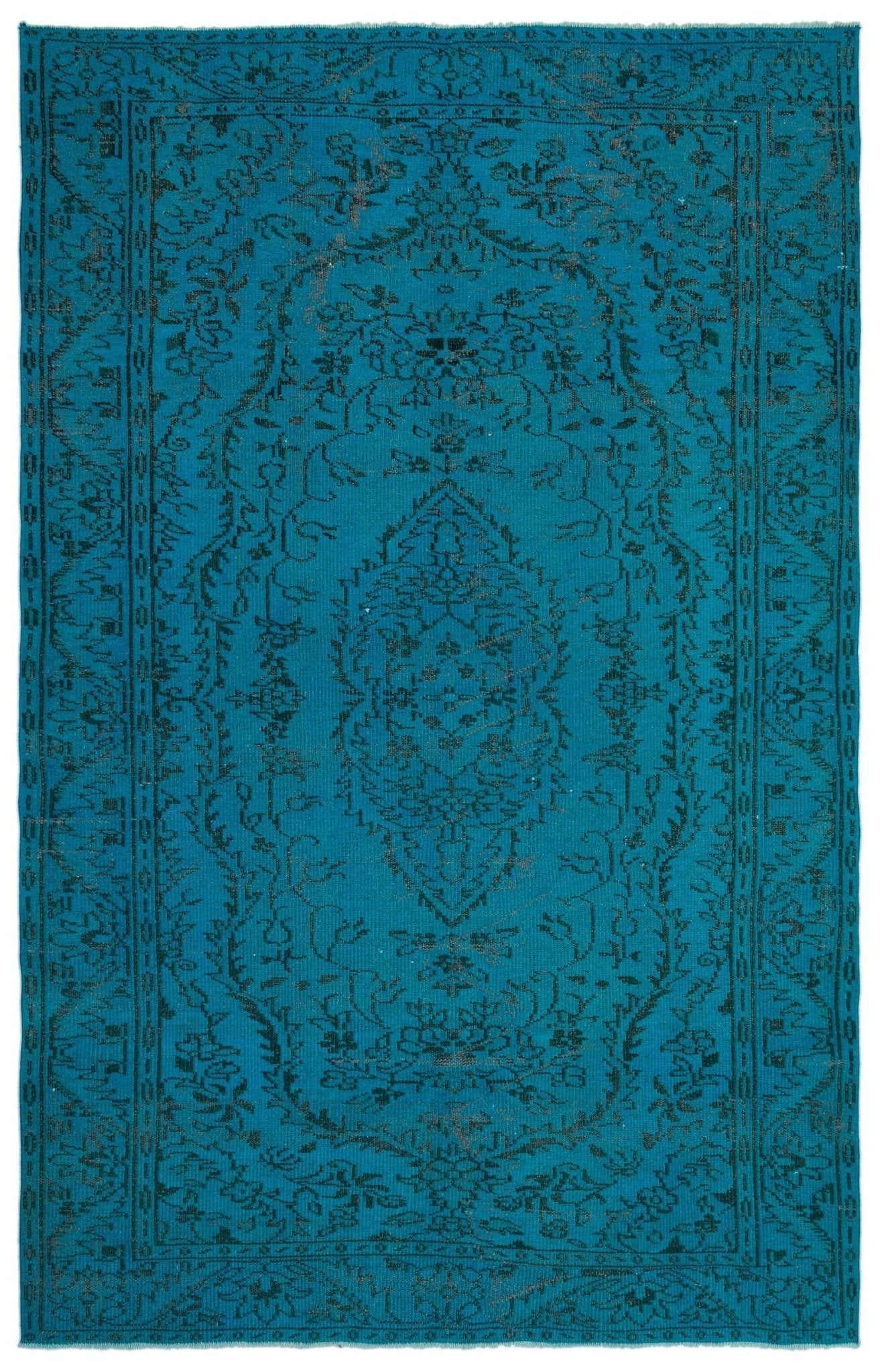 Atina 23318 Turquoise Vintage Wool Handmade Area Rug 5'10" x 9'1"