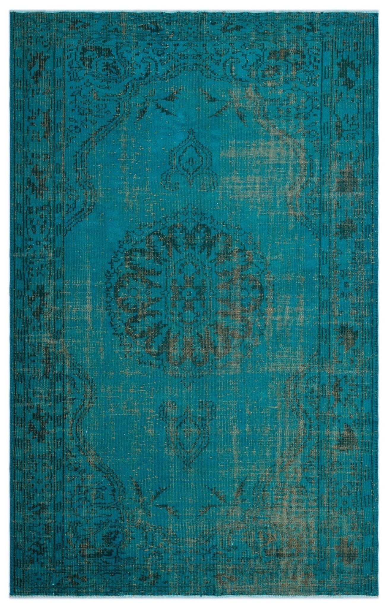 Atina 23734 Turquoise Vintage Wool Handmade Area Rug 5'8" x 9'1"