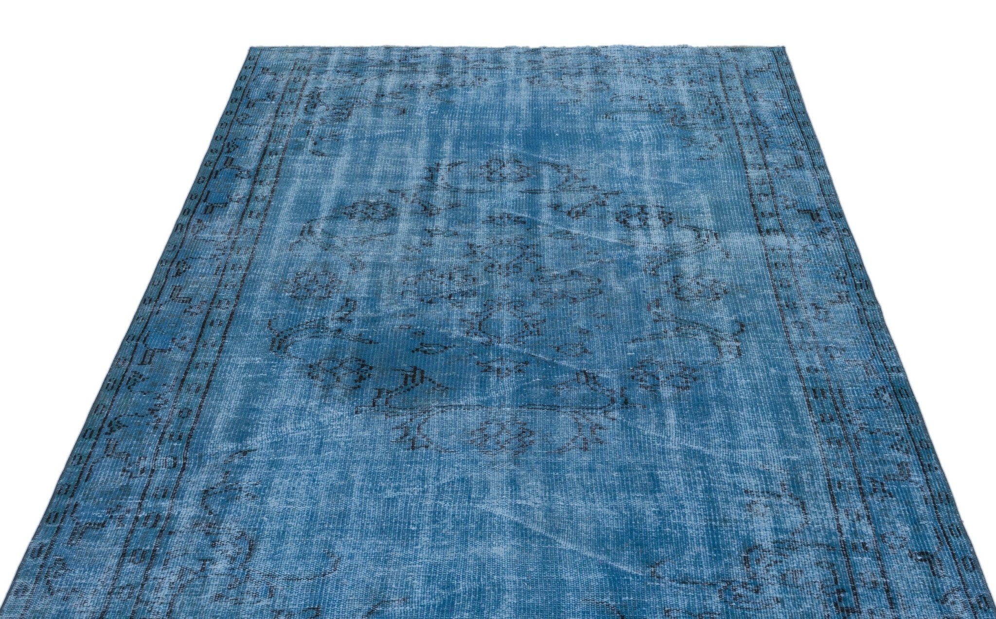 Atina 24012 Turquoise Vintage Wool Handmade Area Rug 4'10" x 7'9"