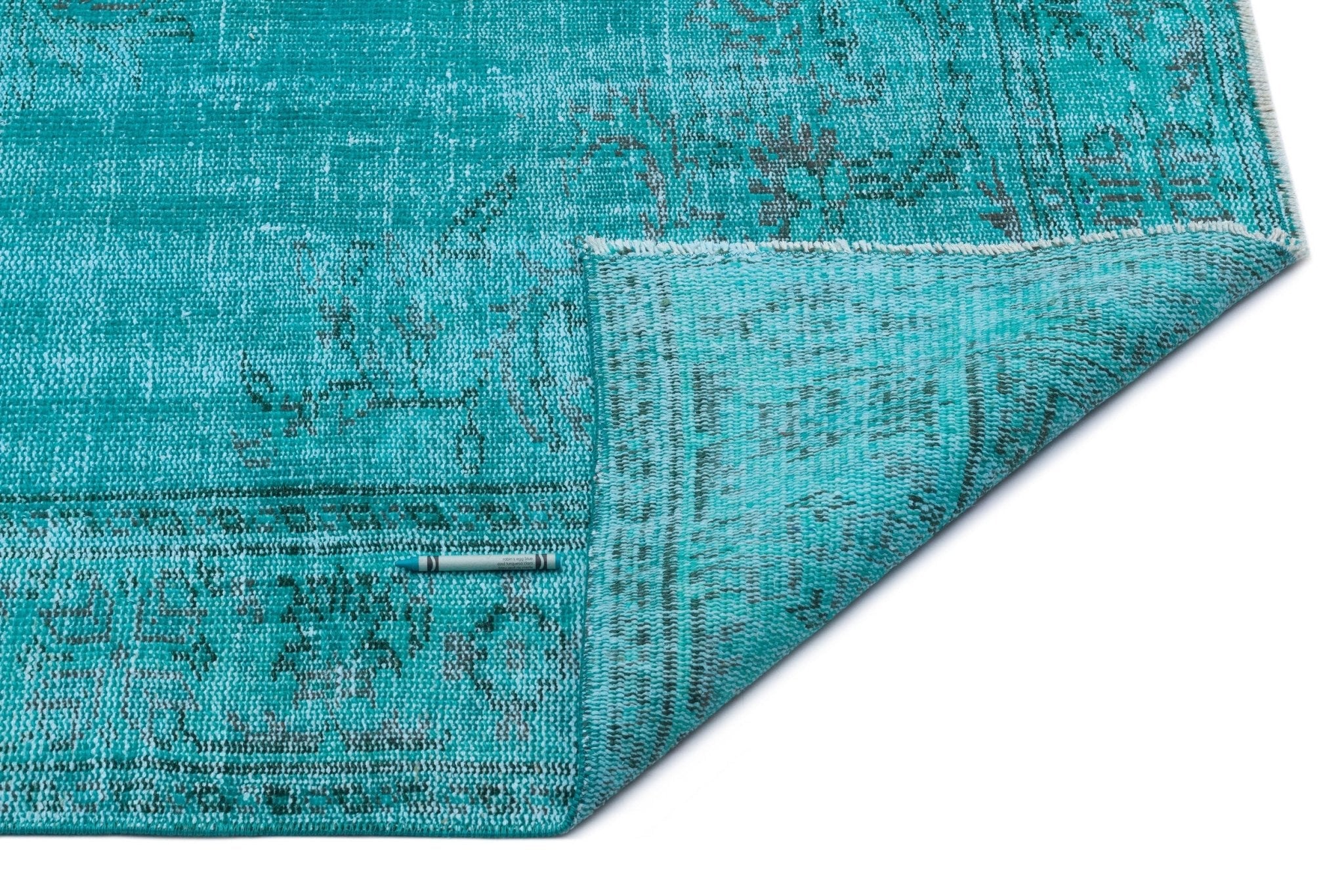 Atina 24218 Turquoise Vintage Wool Handmade Area Rug 5'7" x 8'8"