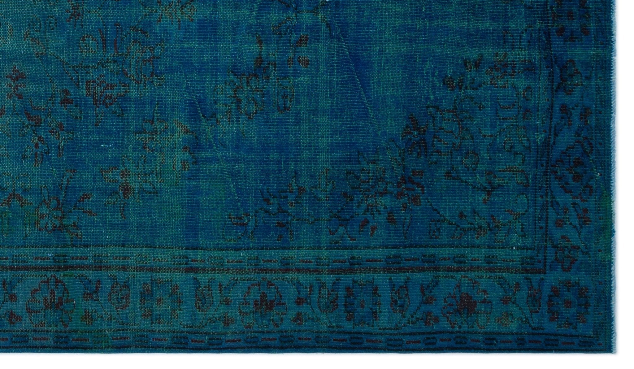 Atina 24230 Blue-Green Vintage Wool Handmade Area Rug 6'1" x 10'3"