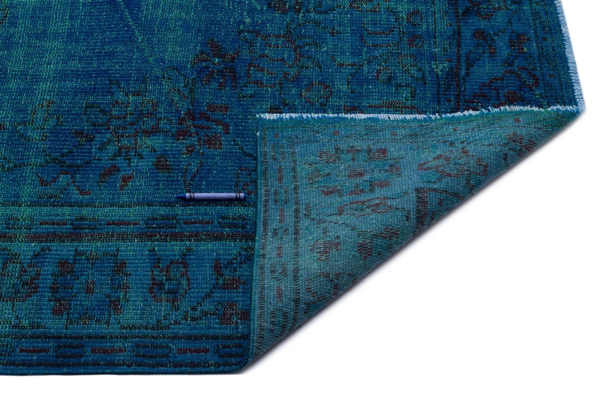 Atina 24230 Blue-Green Vintage Wool Handmade Area Rug 6'1" x 10'3"