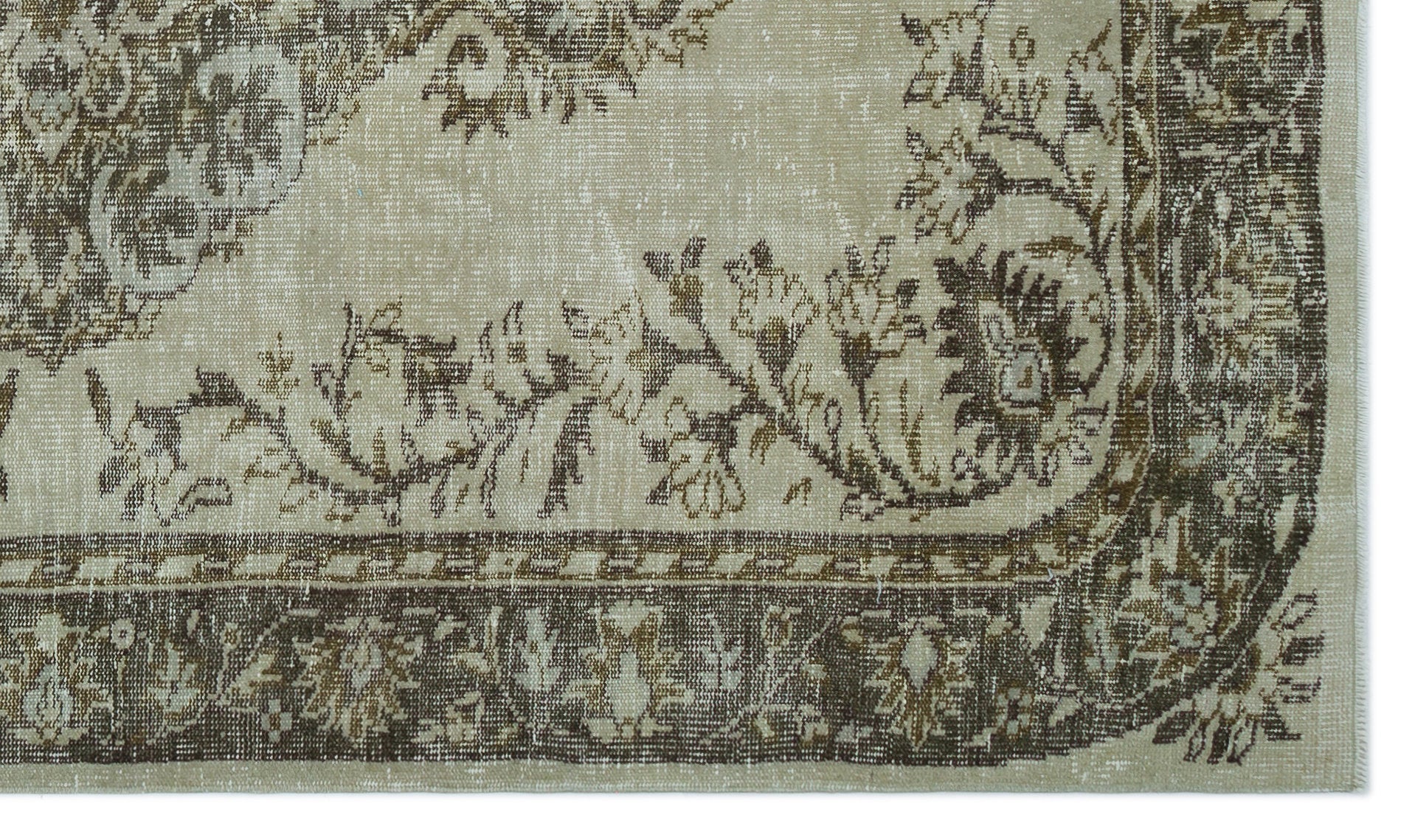 Atina 24250 Green Vintage Wool Handmade Area Rug 5'4" x 9'1"