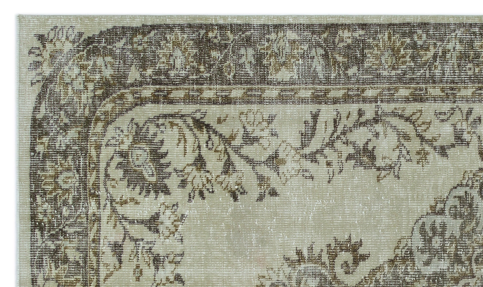 Atina 24250 Green Vintage Wool Handmade Area Rug 5'4" x 9'1"