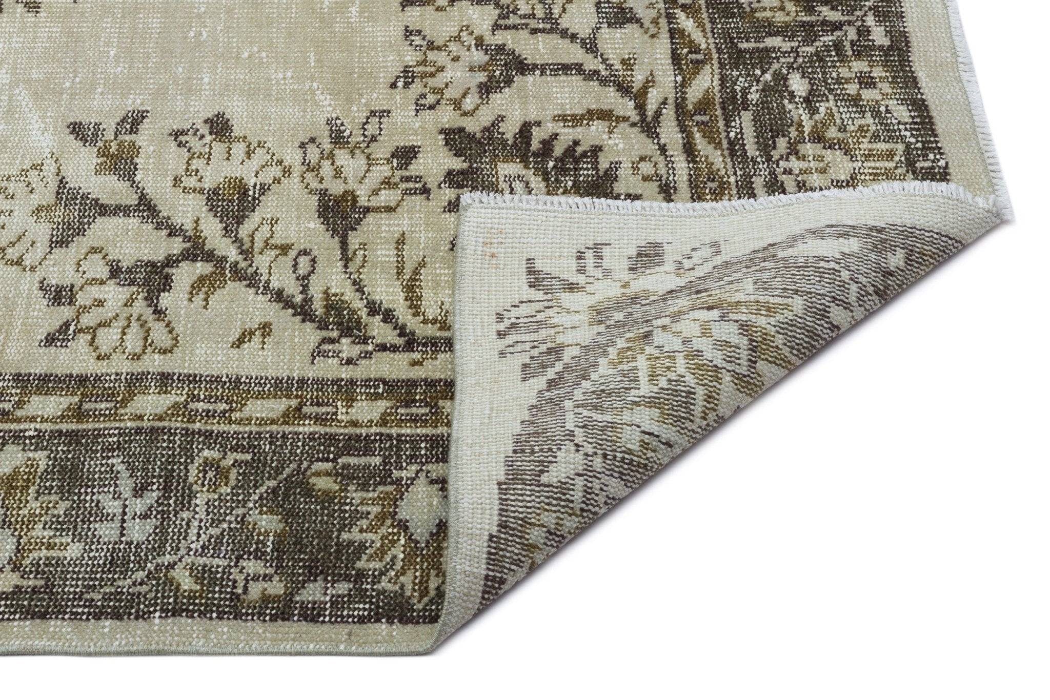 Atina 24250 Green Vintage Wool Handmade Area Rug 5'4" x 9'1"