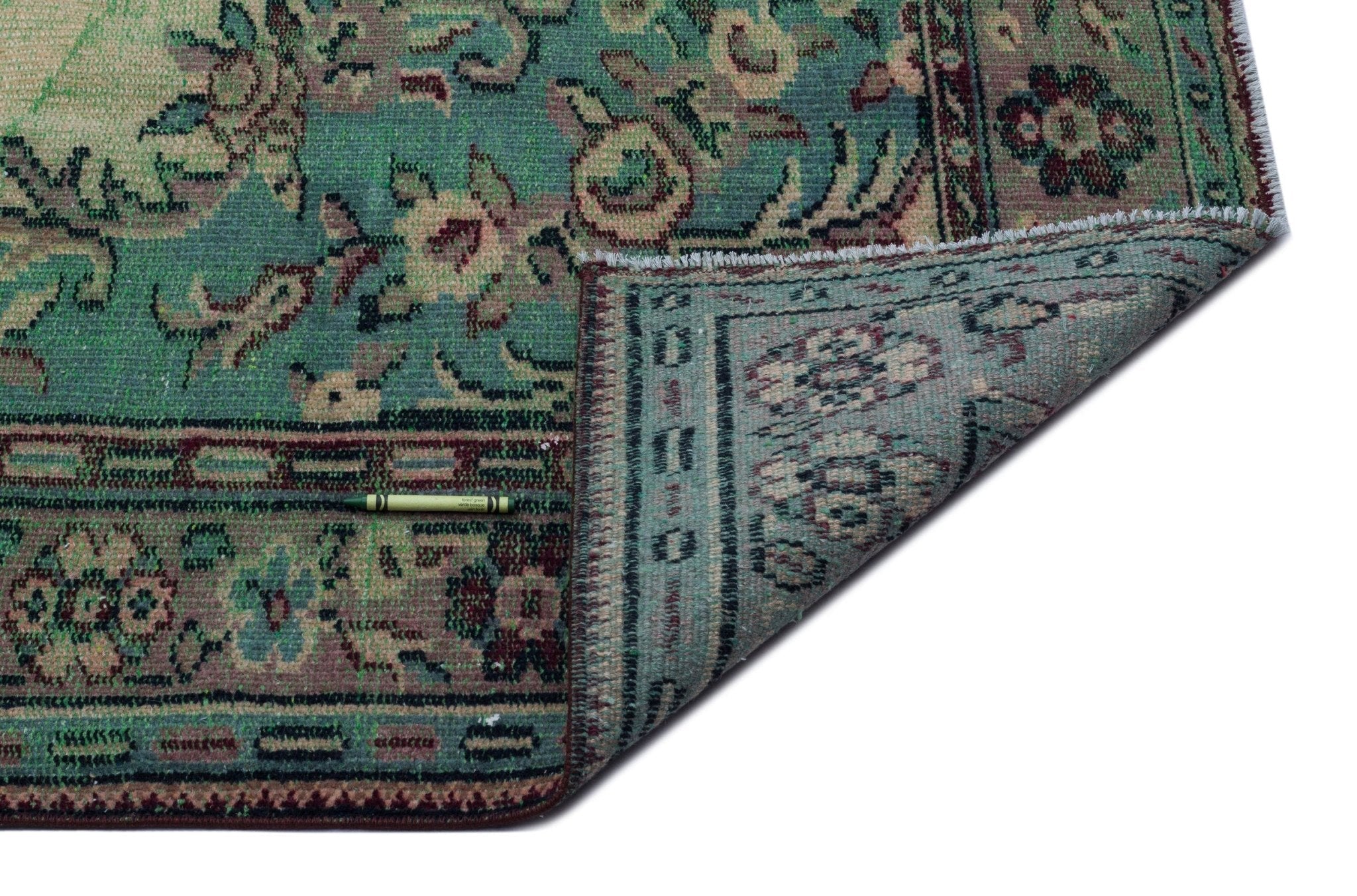 Atina 26966 Green Vintage Wool Handmade Area Rug 5'10" x 9'1"