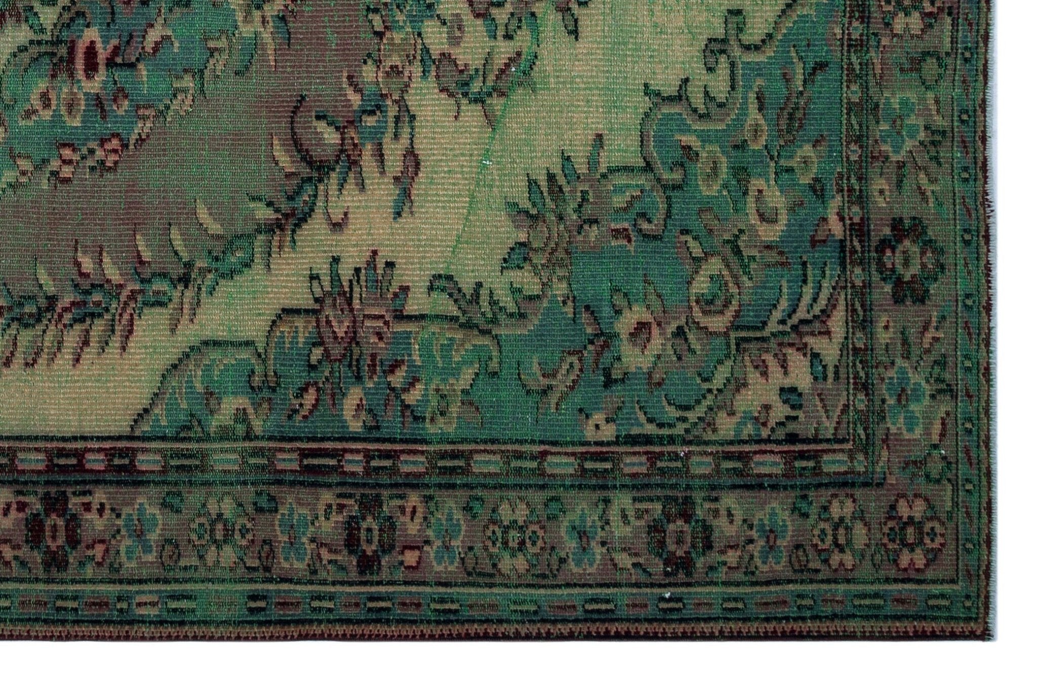 Atina 26966 Green Vintage Wool Handmade Area Rug 5'10" x 9'1"