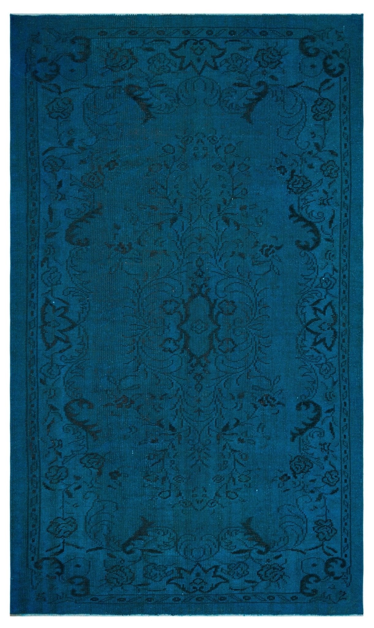 Atina 27040 Dark Blue Vintage Wool Handmade Area Rug 5'7" x 9'1"