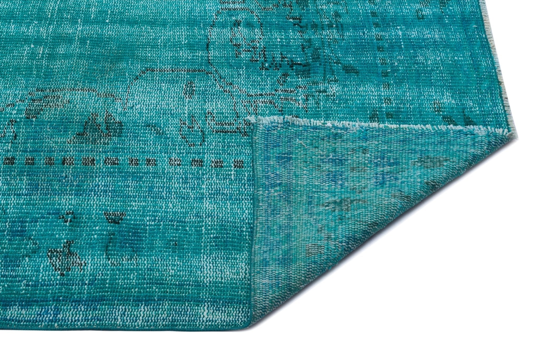 Atina 27265 Turquoise Vintage Wool Handmade Area Rug 5'7" x 8'8"